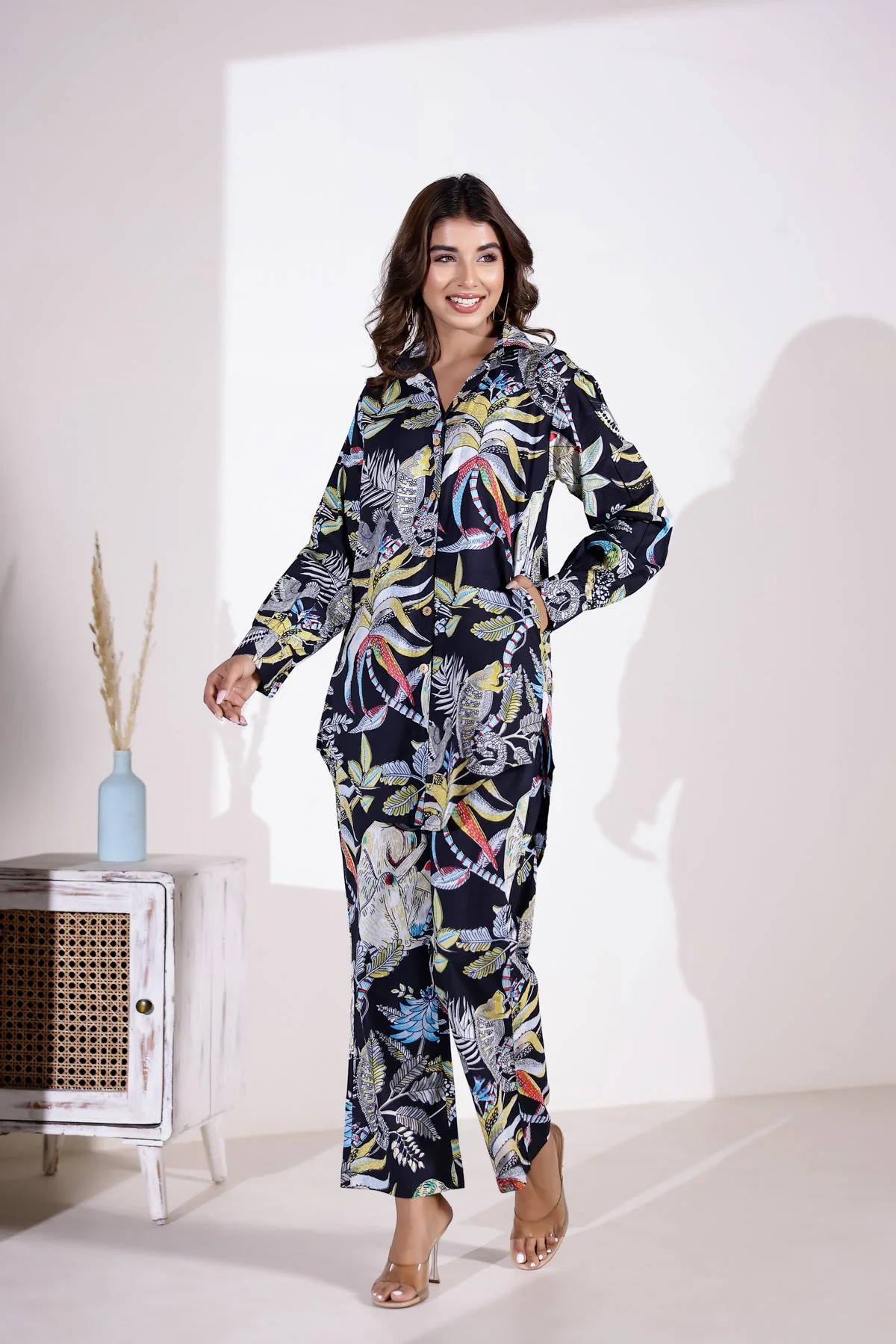 Black Petunia Cotton Coord Set - Image 3