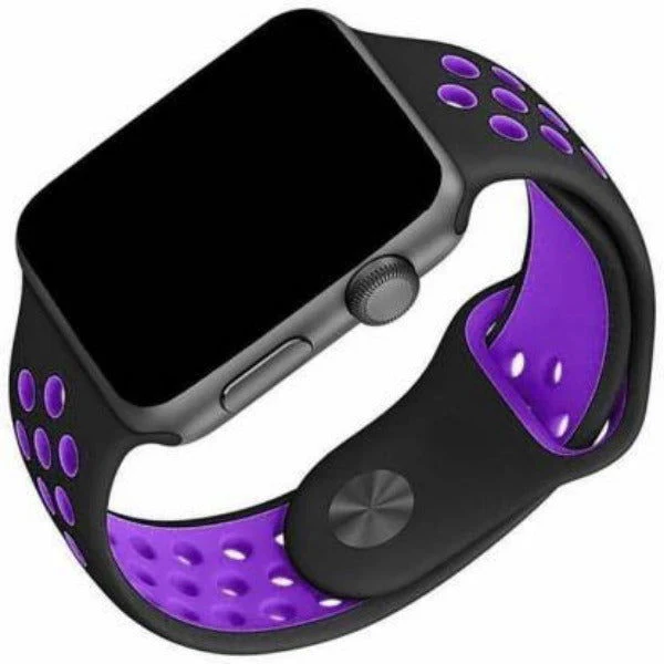 Black Purple Dotted Silicone Strap For Apple Watch Series 1  (38mm/40mm/41mm) - Image 4