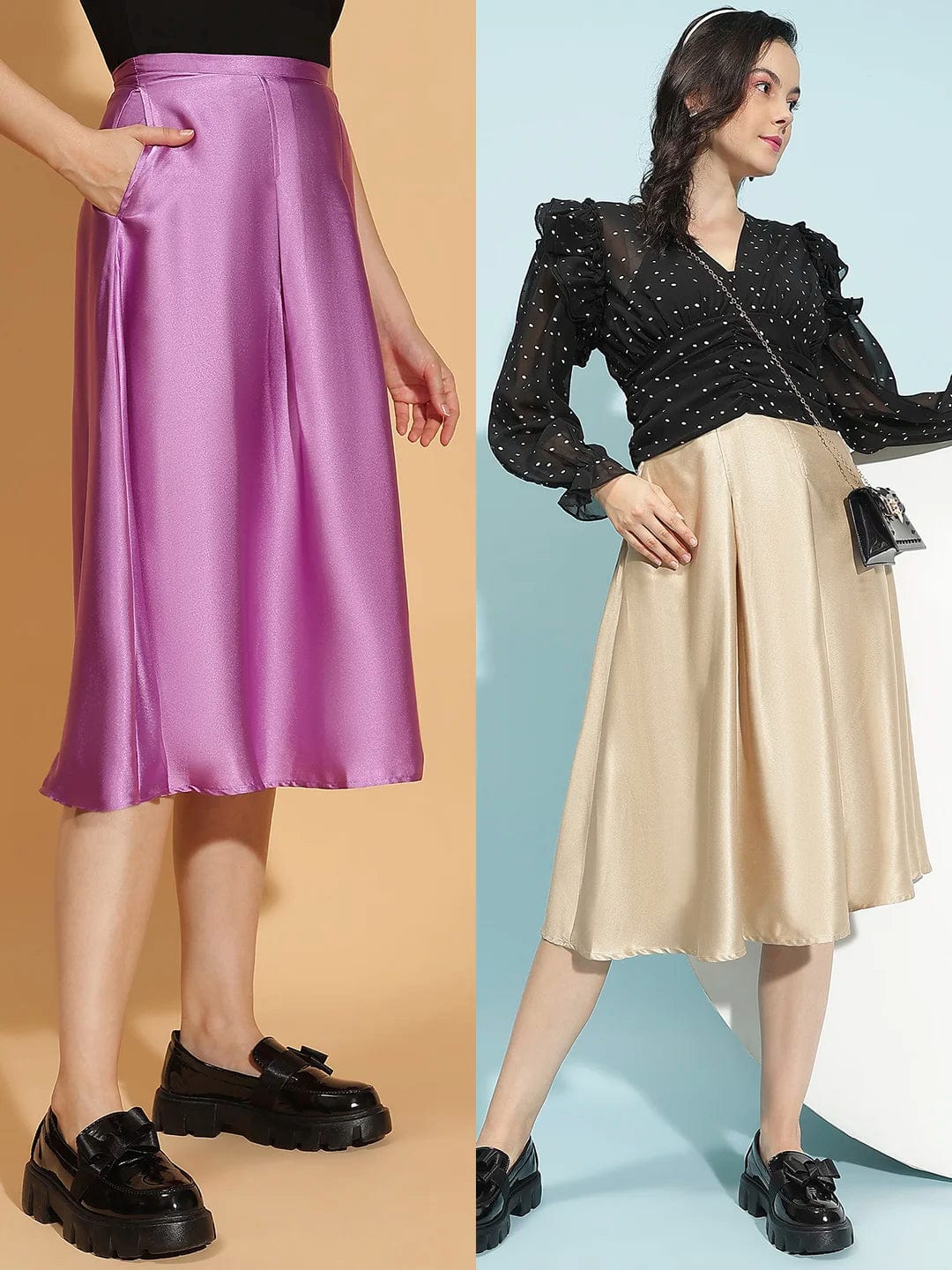 Black & purple Luxe Women Skirt & Top set
