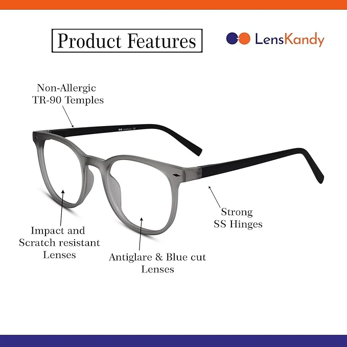 Black Rectangular Eyeglasses & Computer Glasses For Men & Women - Image 3