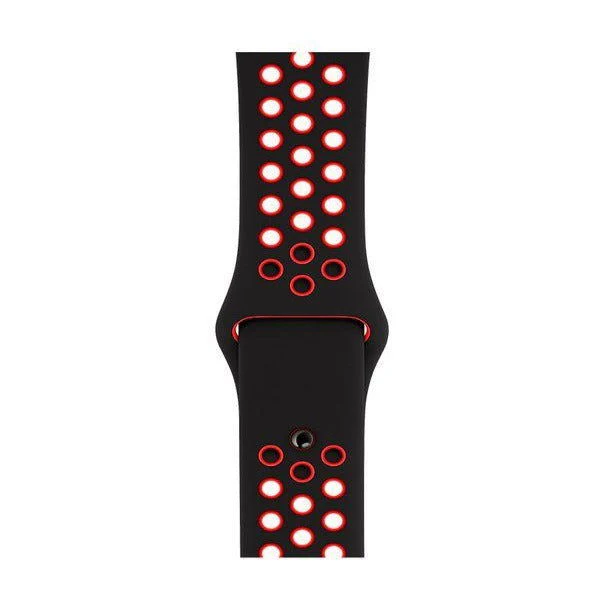 Black Red Dotted Silicone Strap For Apple Watch Series 1  (38mm/40mm/41mm) - Image 2