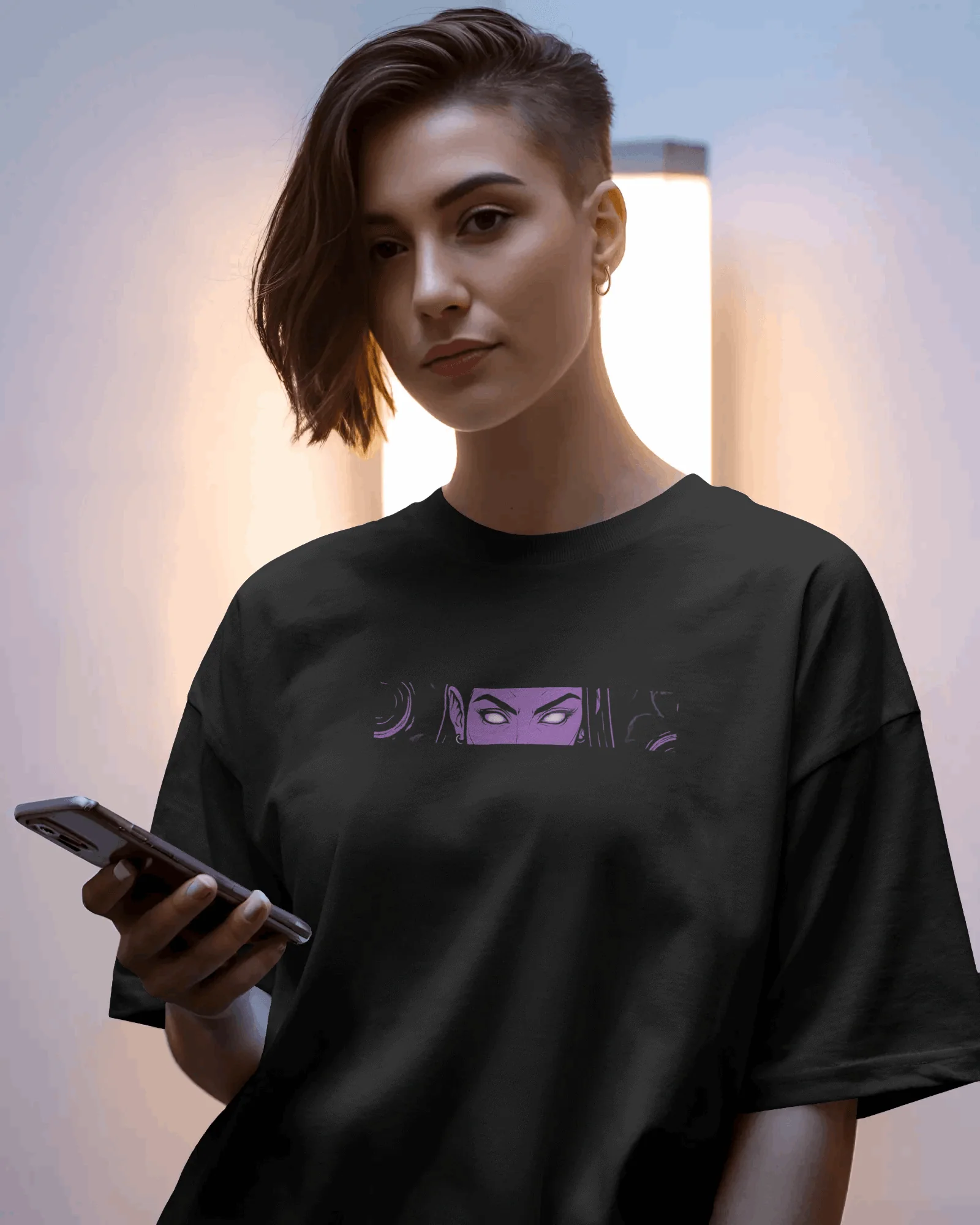 Black Reyna Graphic printed Oversized Tshirt - Image 2
