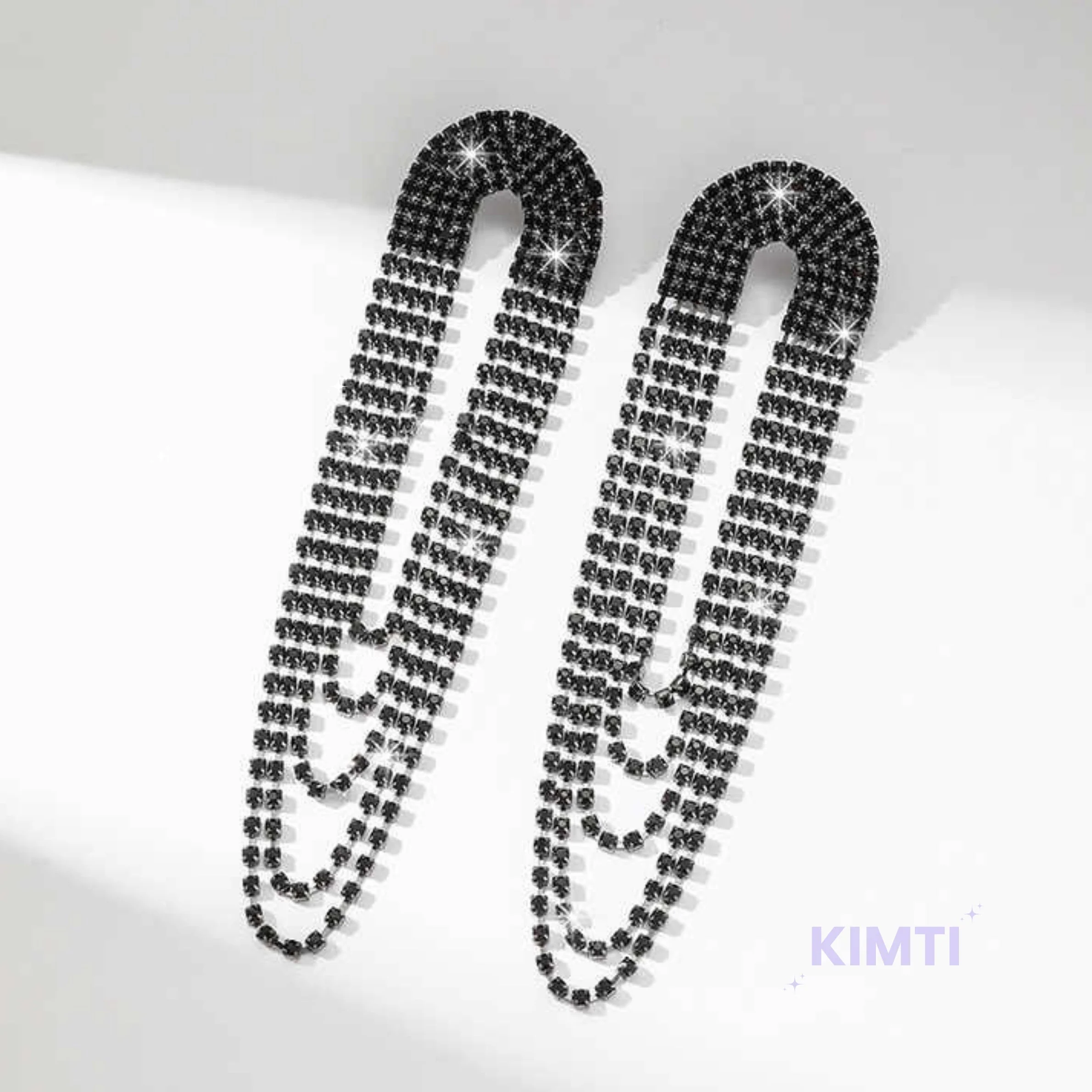 Black Rhinestone Contemporary Drop Earring - Image 3