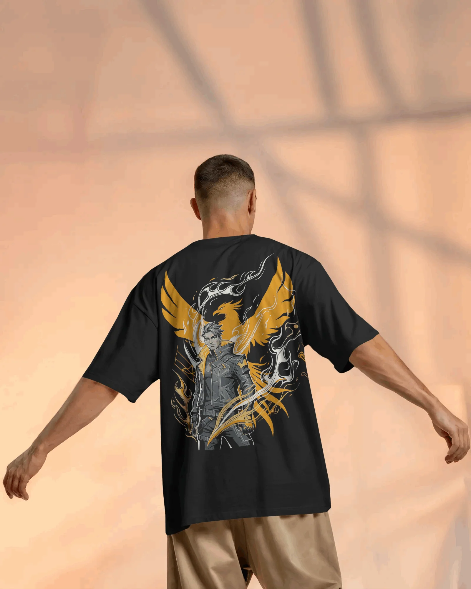 Black Rise From Ashes Graphic printed Oversized Tshirt