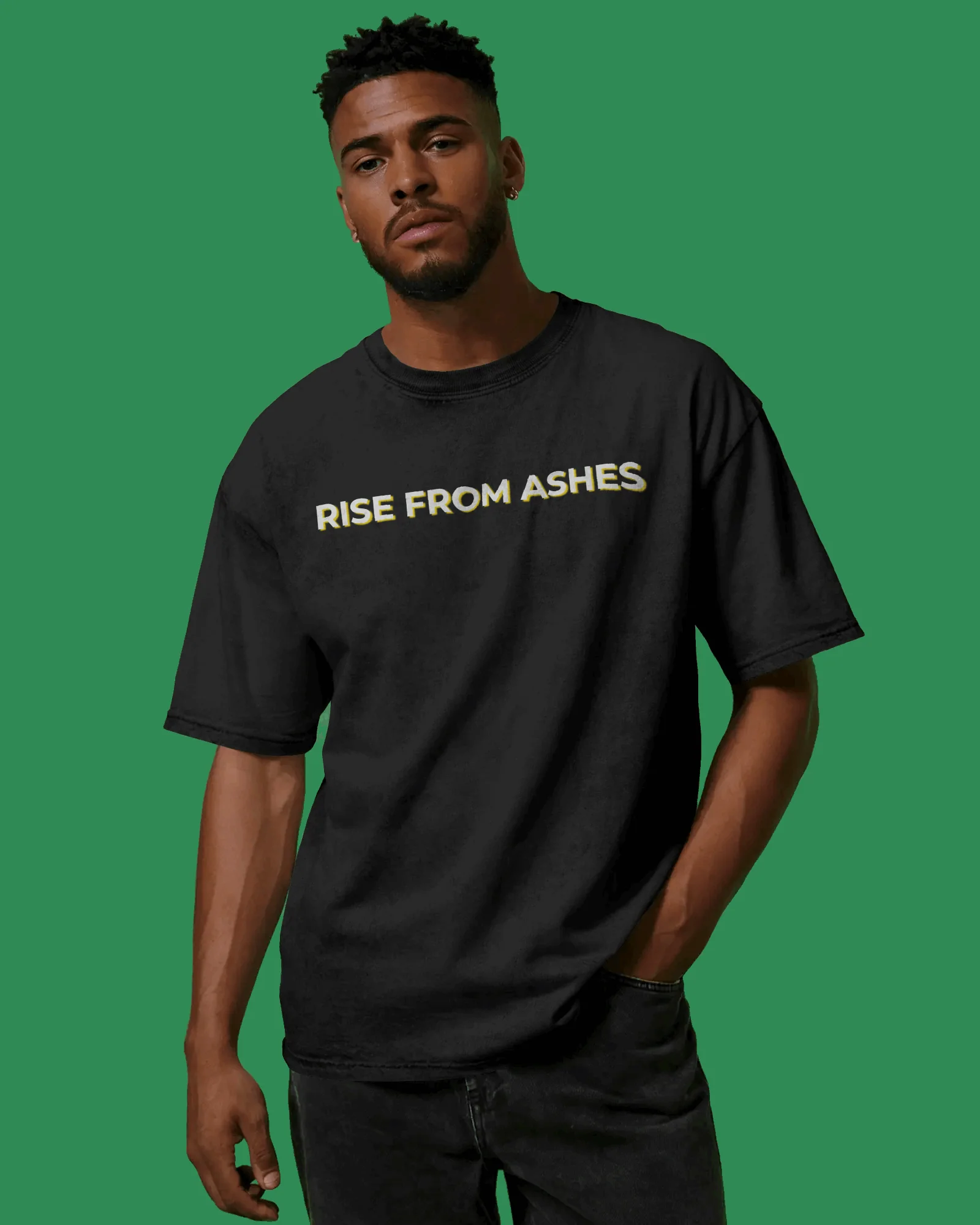 Black Rise From Ashes Graphic printed Oversized Tshirt - Image 2