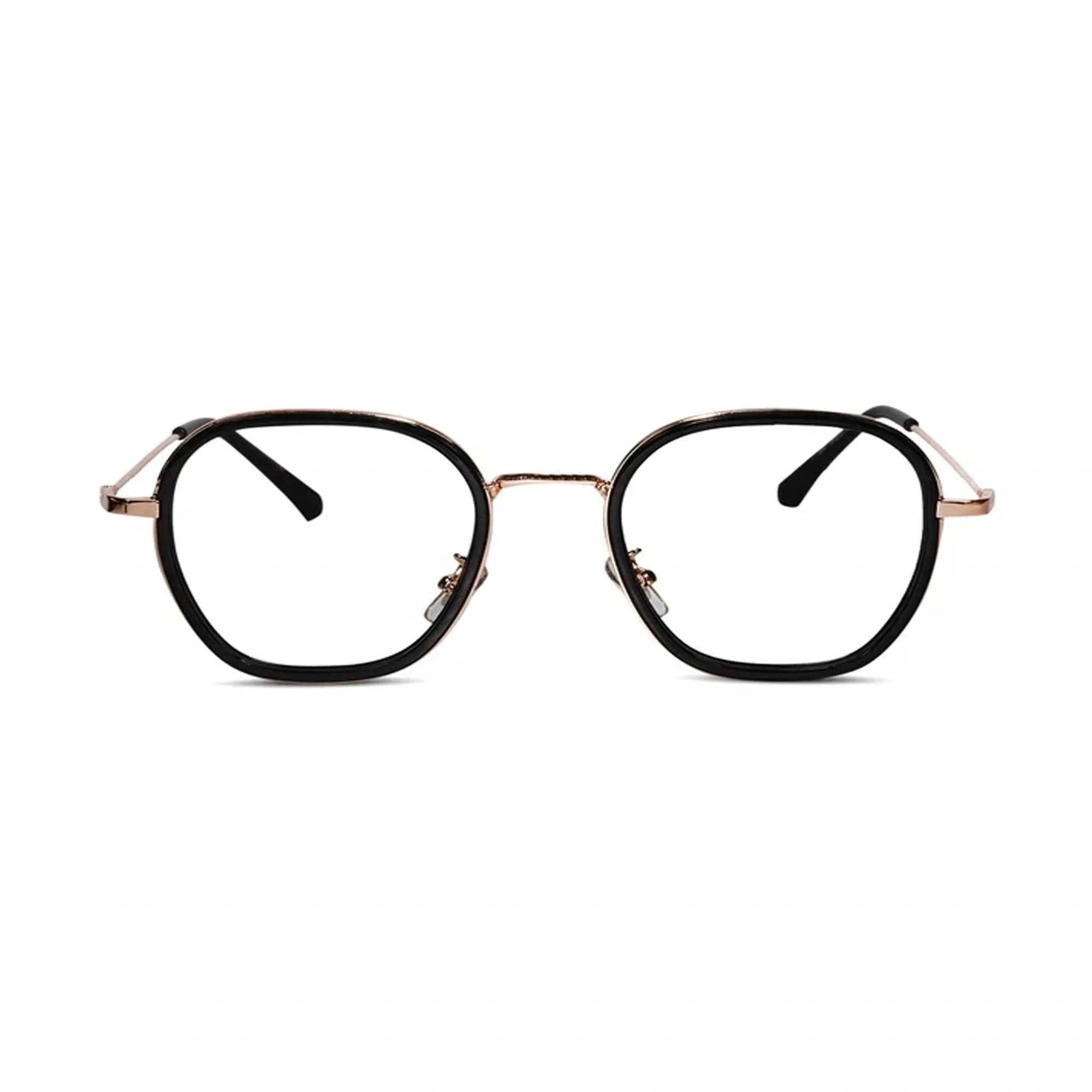 Black Rose Gold Full Rim Hexagonal Eyeglasses - Image 2