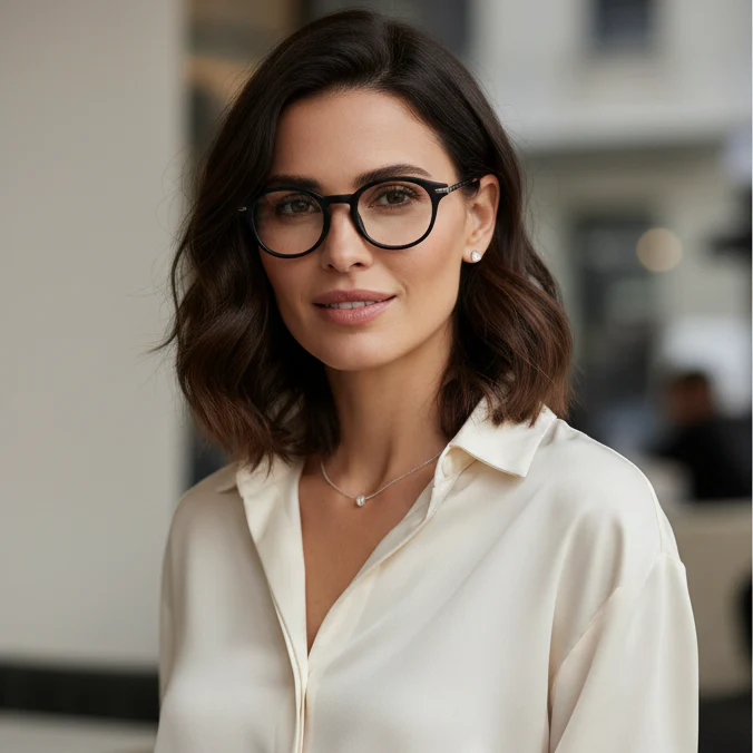 Black Round Computer Glasses For Men & Women