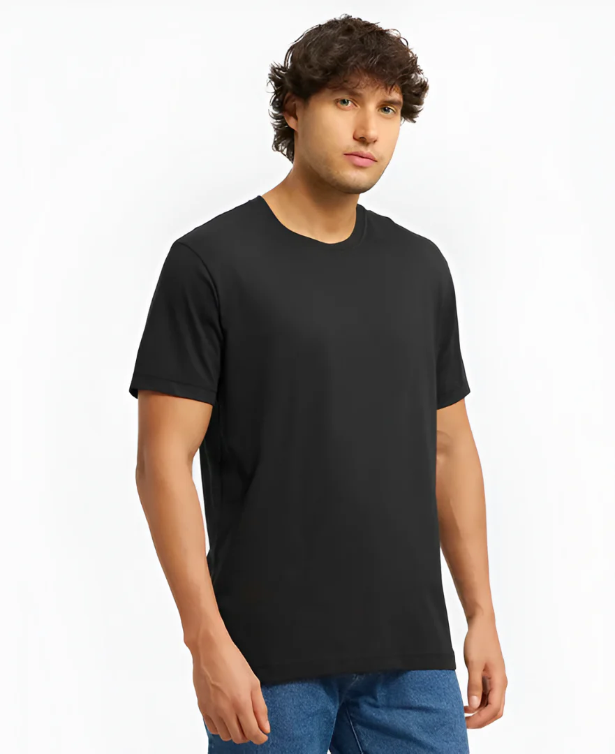 Black Solid T-shirt - Image 2