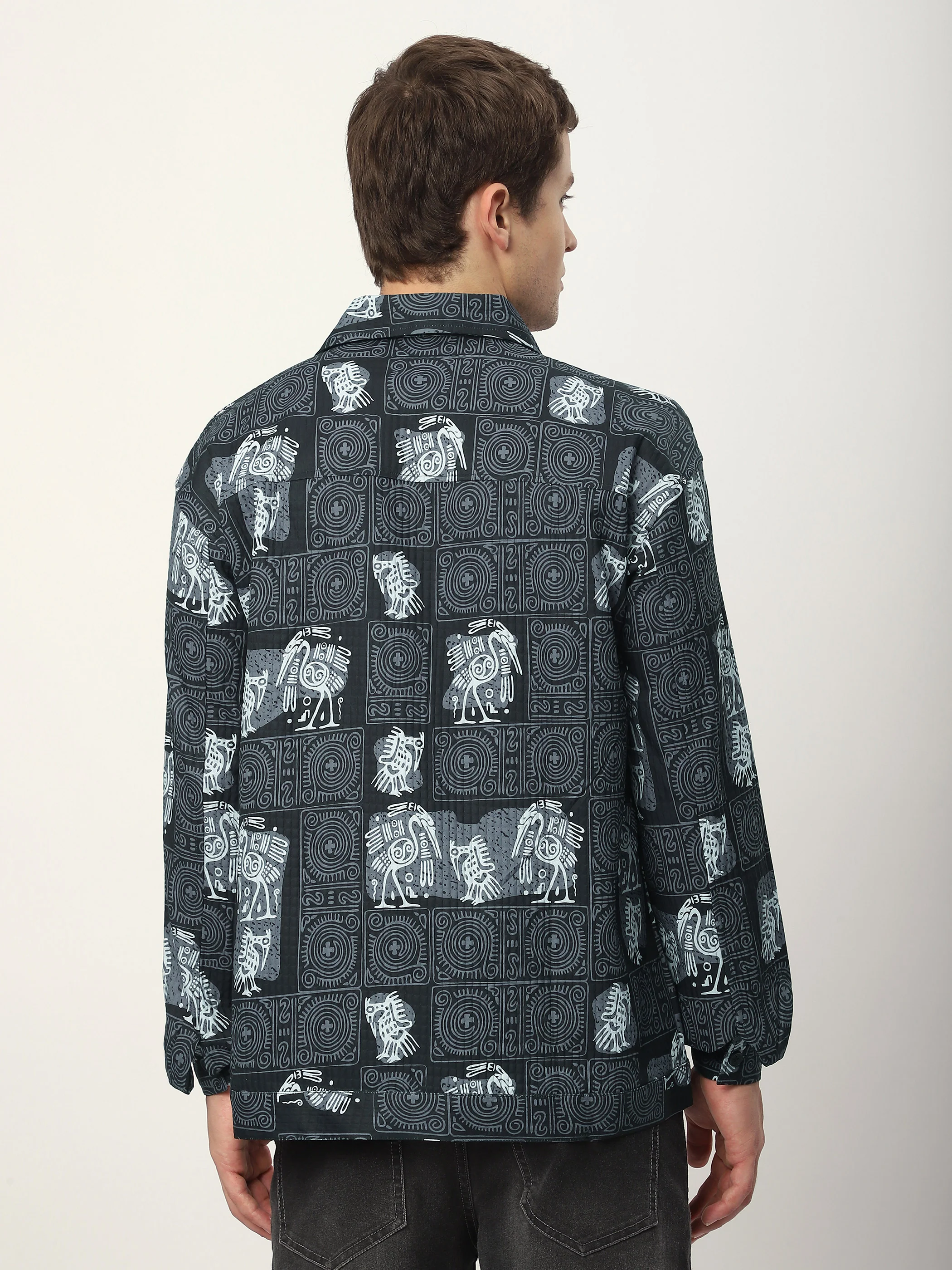 Black Tribal Print Shacket - Image 3