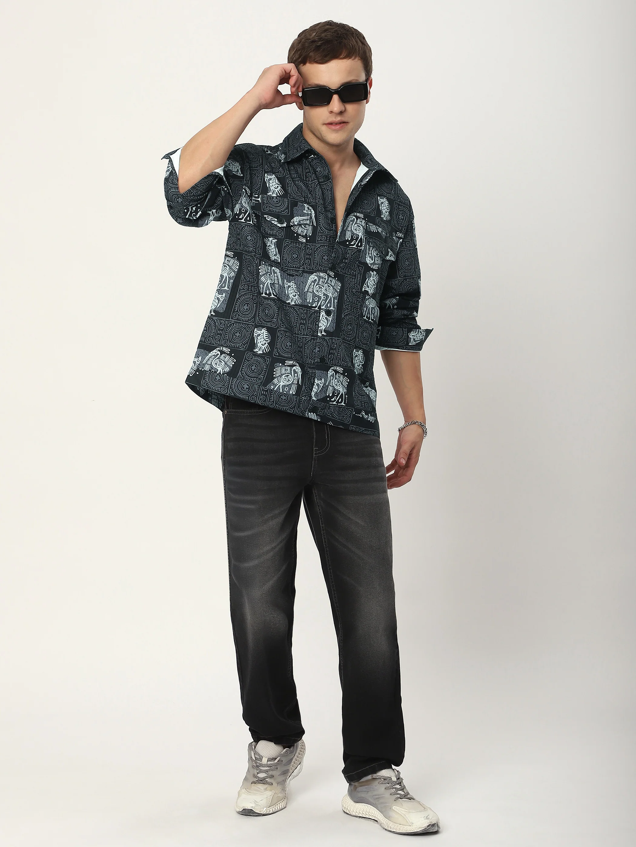 Black Tribal Print Shacket - Image 4