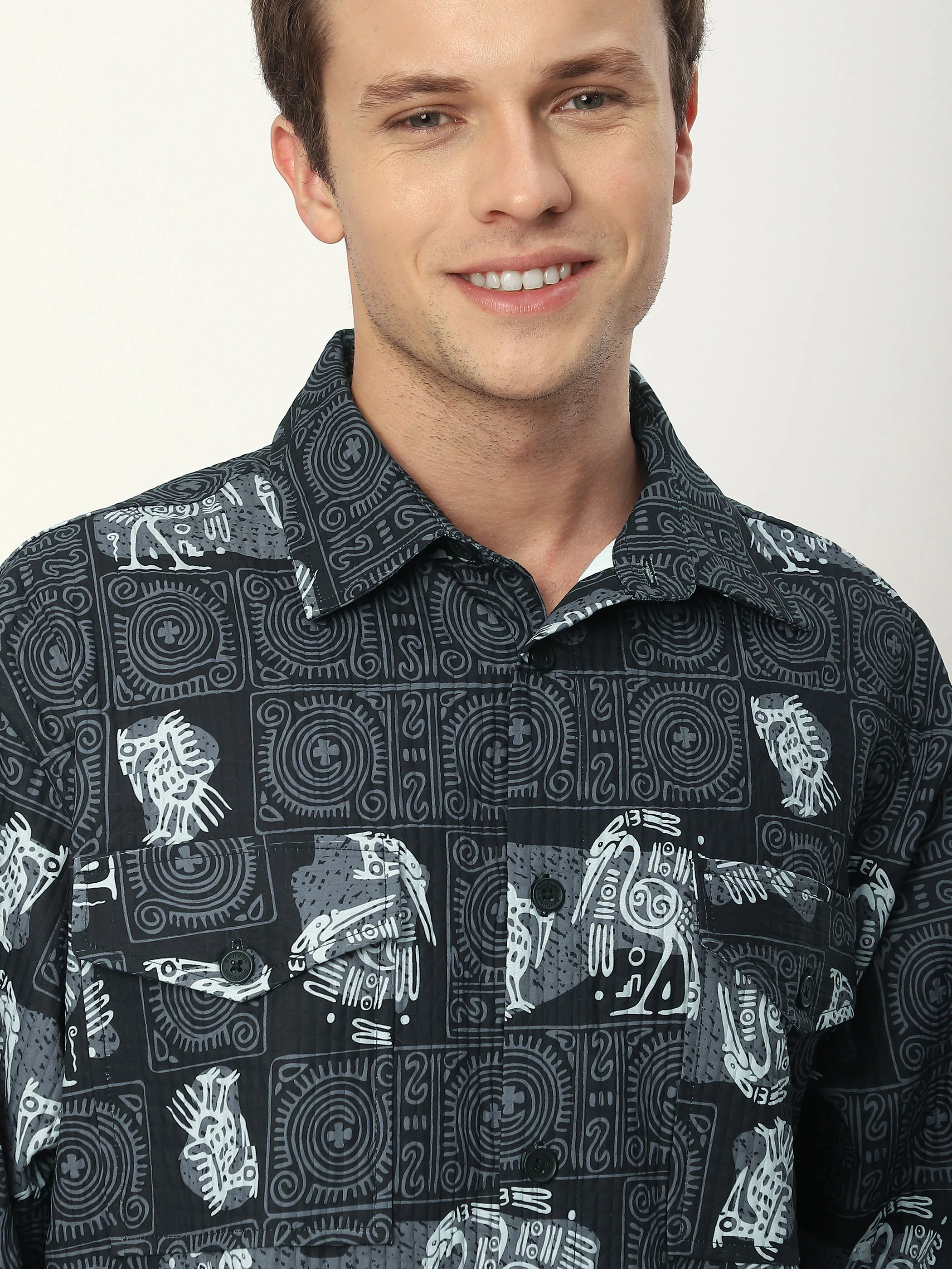 Black Tribal Print Shacket - Image 5