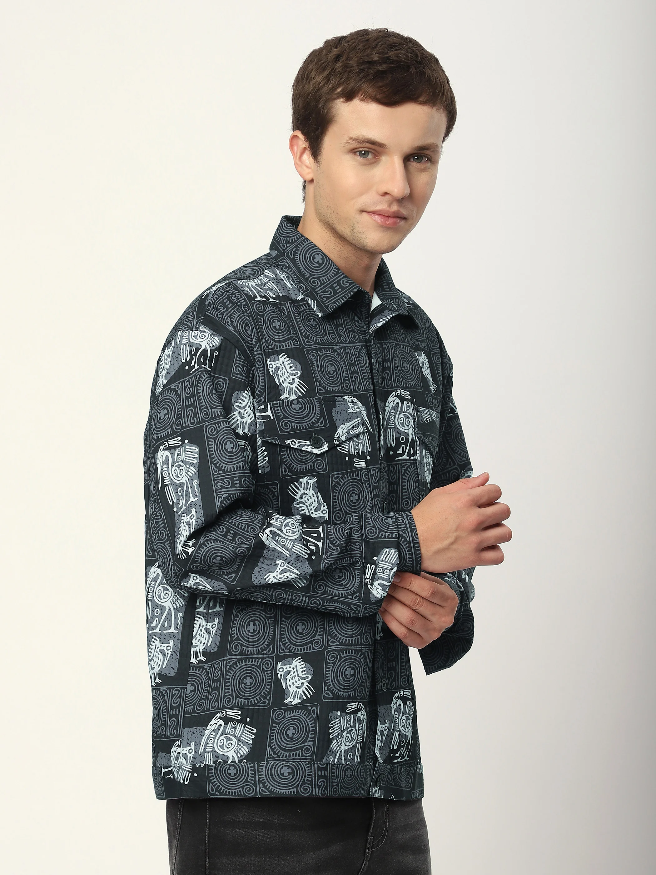 Black Tribal Print Shacket - Image 2