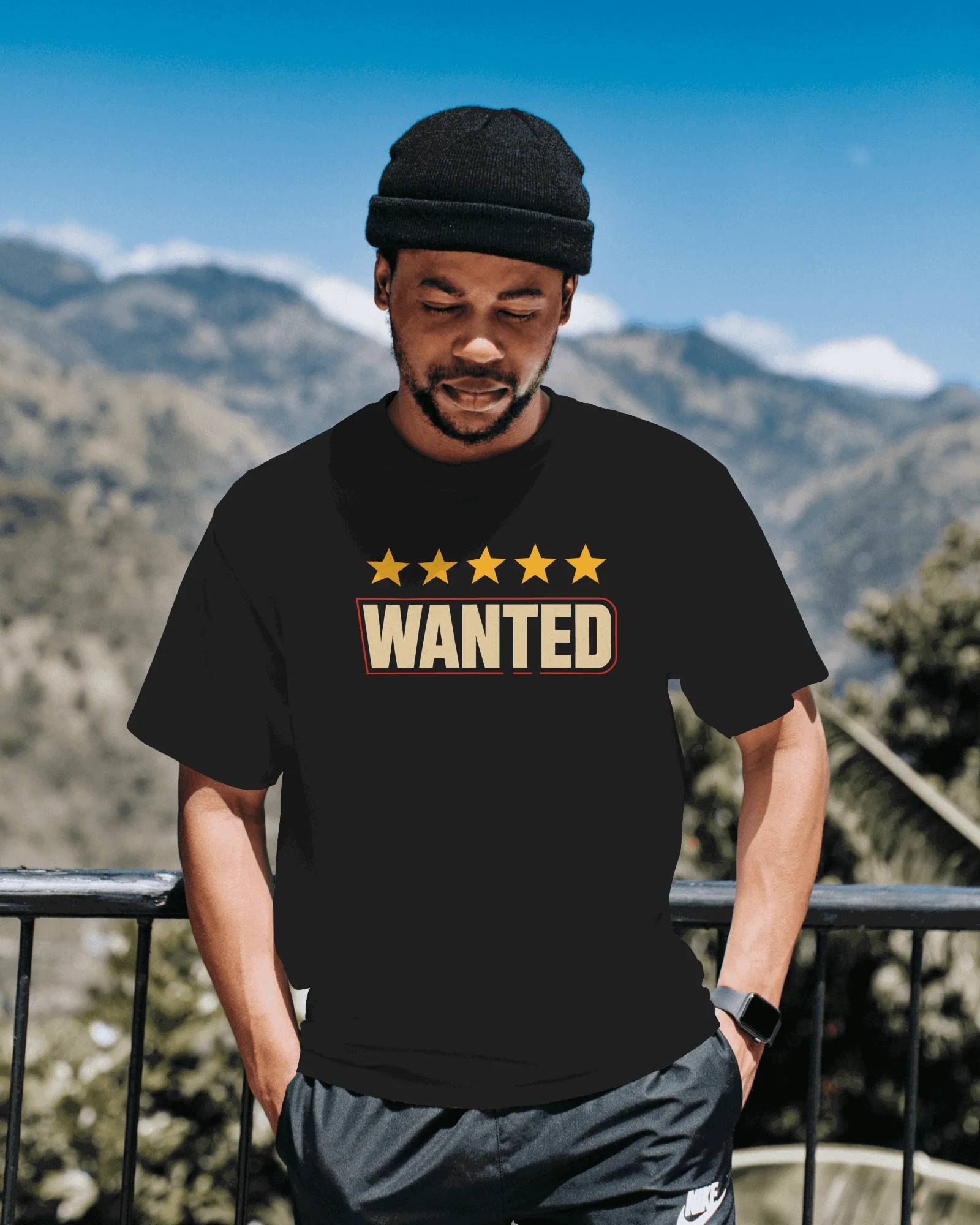 Black Wanted Graphic printed Oversized Tshirt - Image 4