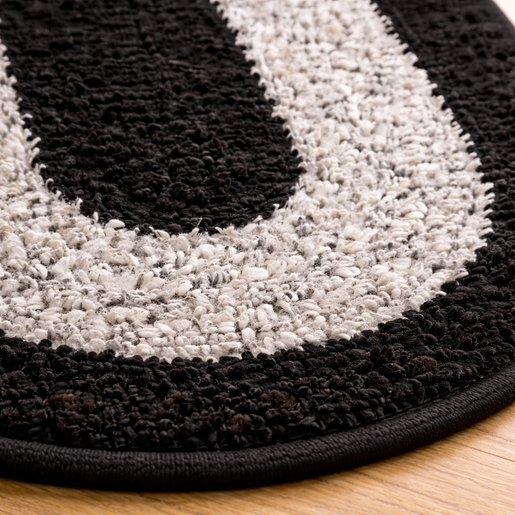 Black & White Oval Bath Mat – Anti-Skid Bathroom Floor Mat | Soft & Absorbent Door Mat | Quick Dry & Durable Rug | Non-Slip Bath Mat for Home - Image 2