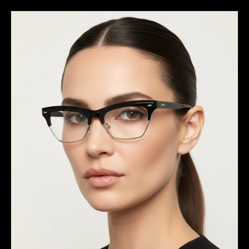 Black with Silver Cat eye Computer Glasses For Women