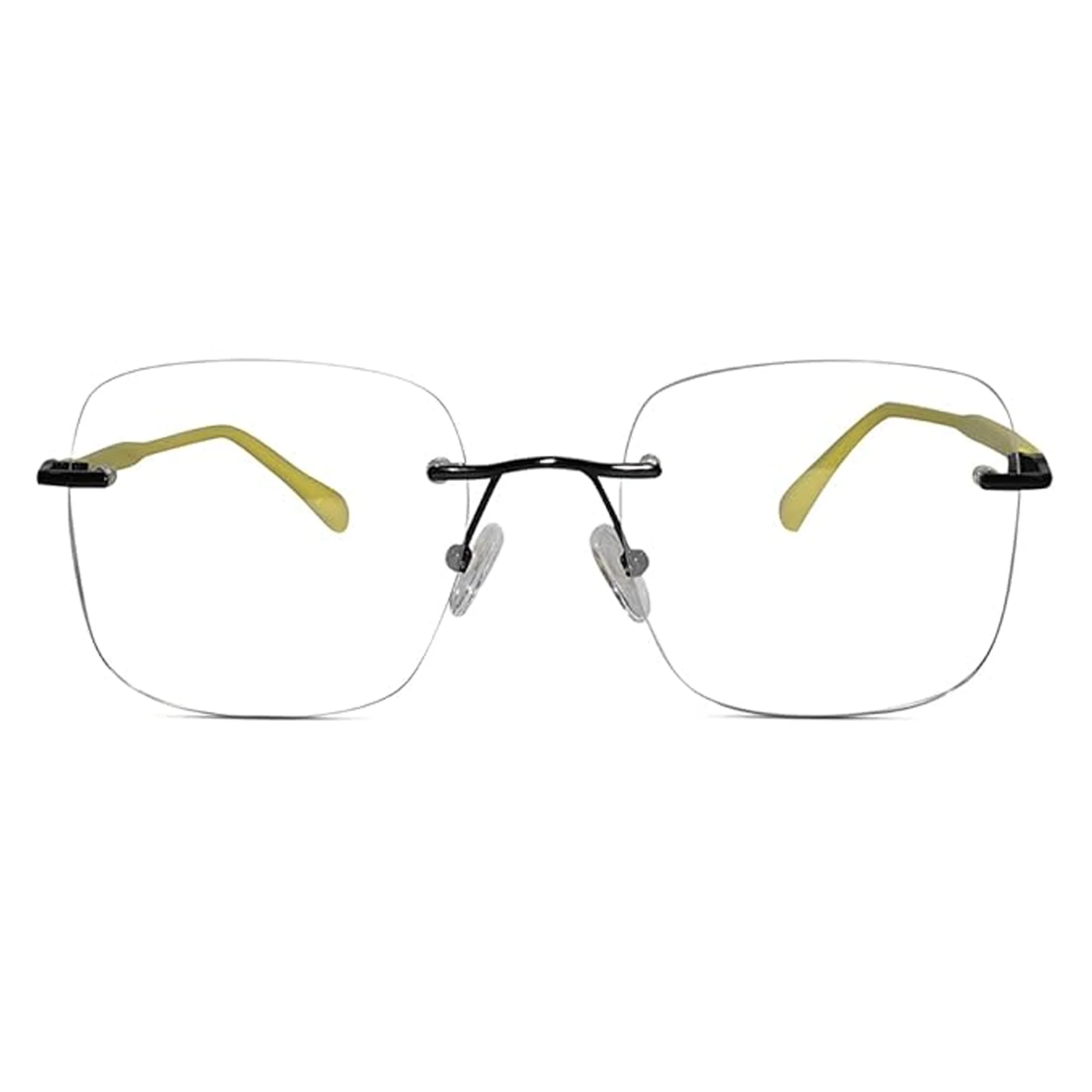 Black Yellow Frameless Square Computer Glasses - Image 2