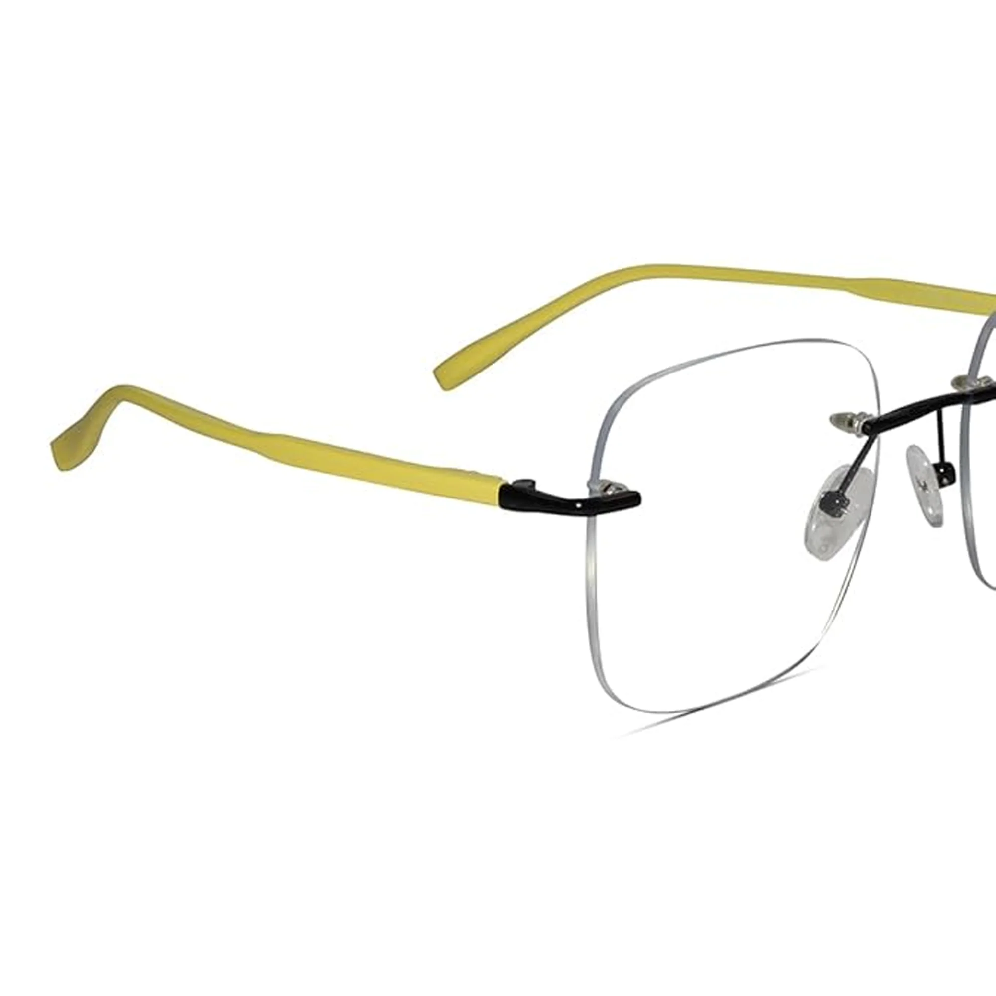 Black Yellow Frameless Square Computer Glasses - Image 3