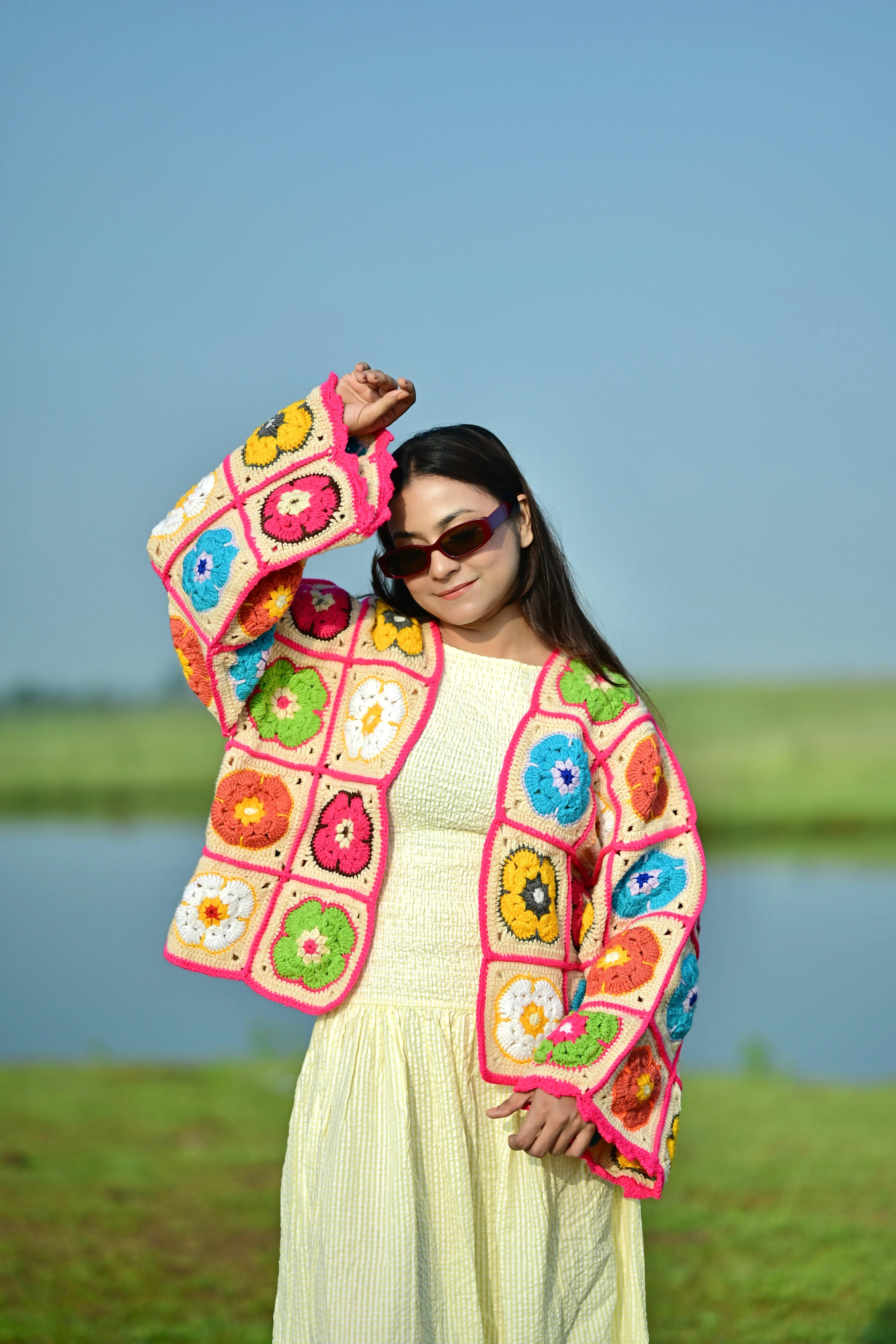Blair Patch Handmade Cardigan - Multicolour - Image 8