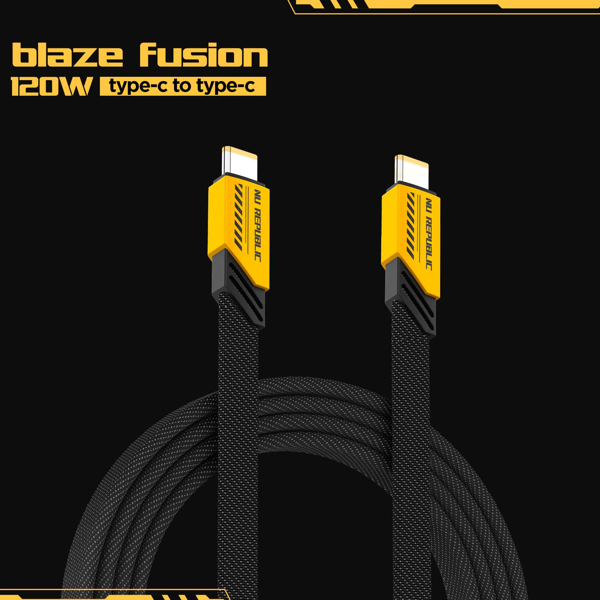 Blaze Fusion 120W Fast Charging Carbon fiber design cable (C-C Type) - Image 2
