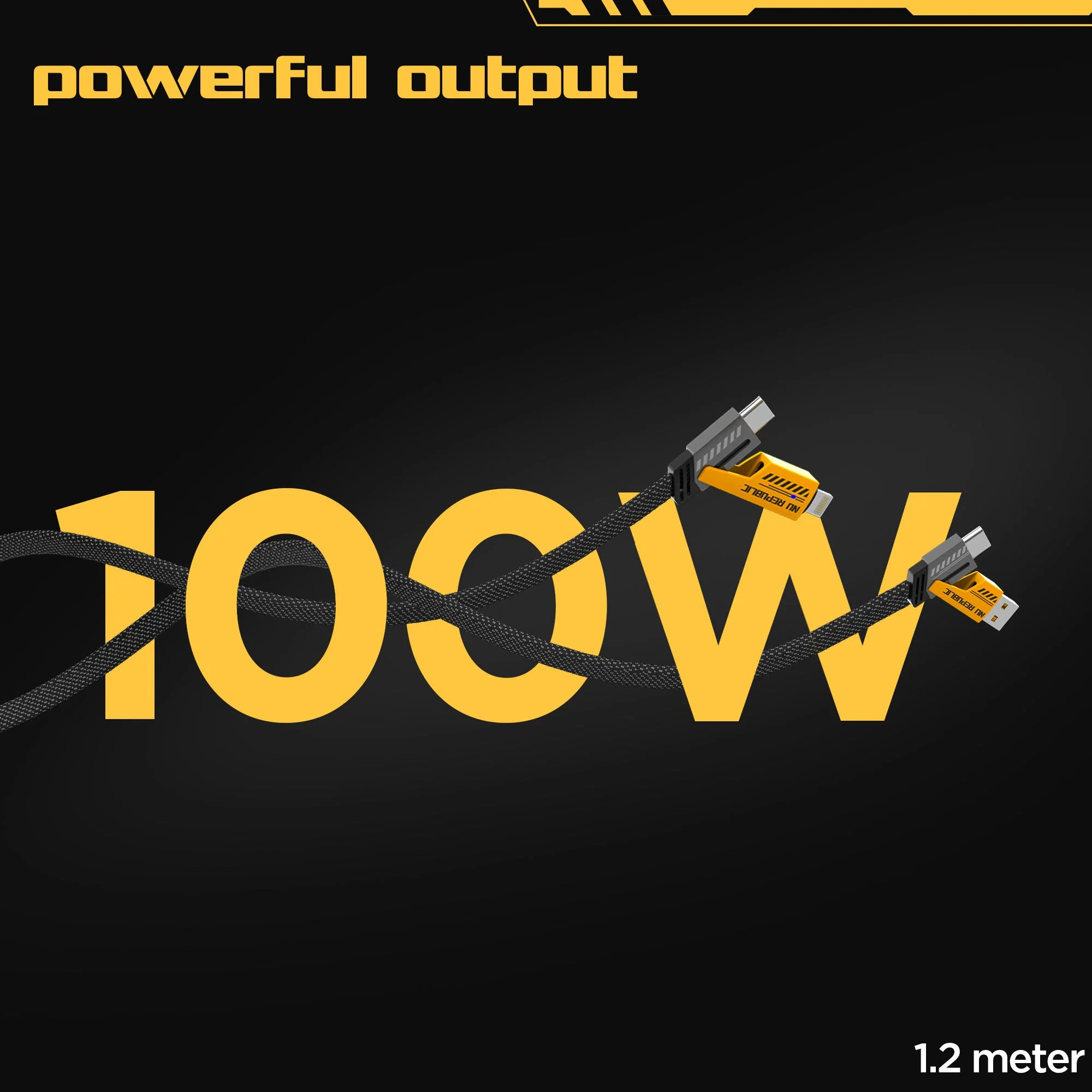 Blaze Fusion-Q 100W 4 in 1 Carbon fiber design cable - Image 4