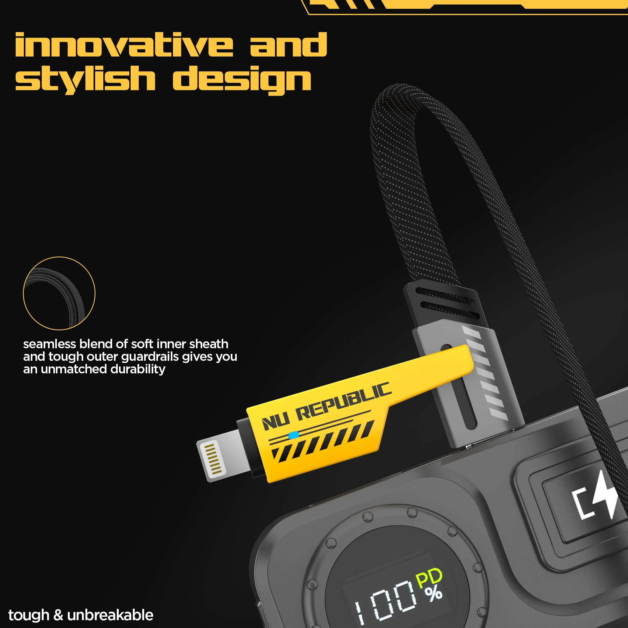 Blaze Fusion-Q 100W 4 in 1 Carbon fiber design cable - Image 9