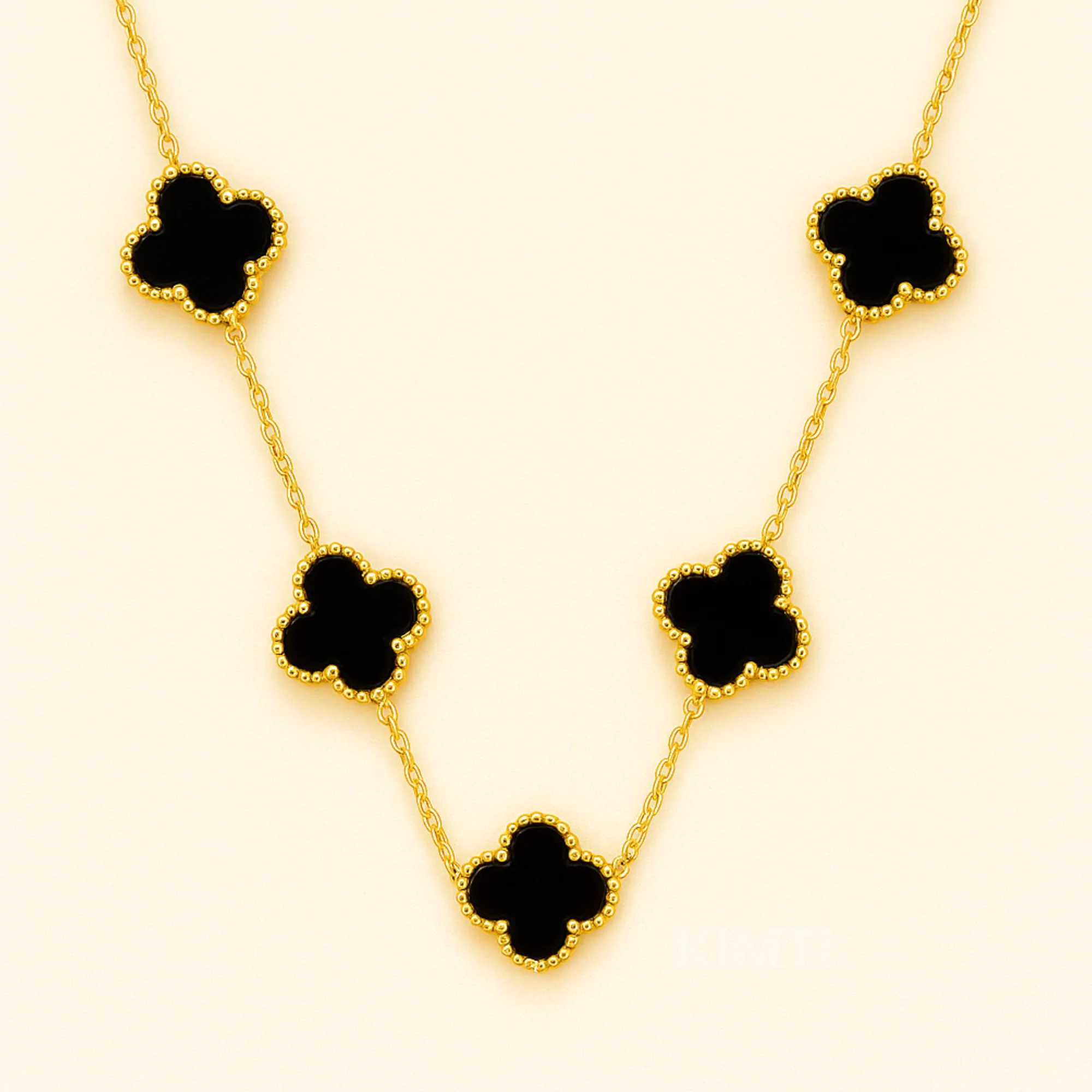 Blcak Dreamy Clover Anti Tarnish Necklace - Image 5