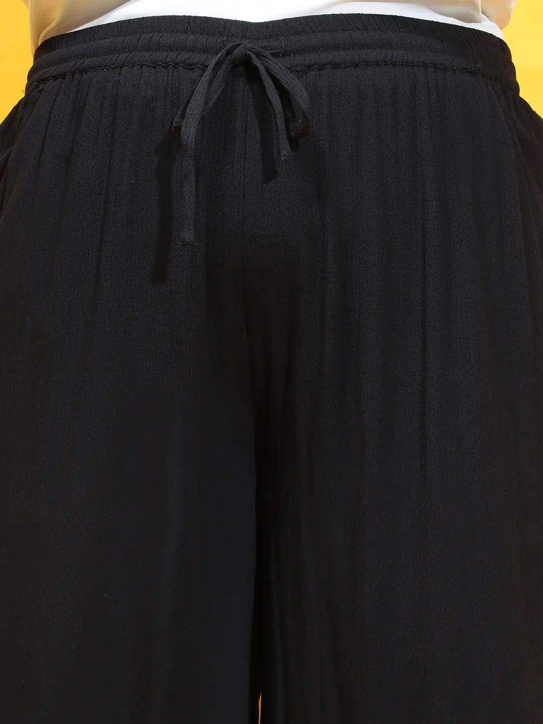 Blink Black Elasticated Tie-Knot Detail Plus Size Pant - Image 5