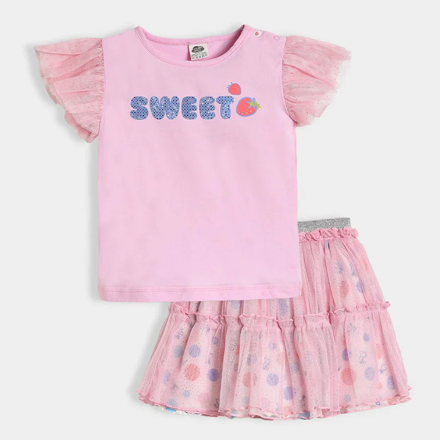 Bloom Pink Top & Skirt Co-Ord Set - Baby Girl Skirt Top Set