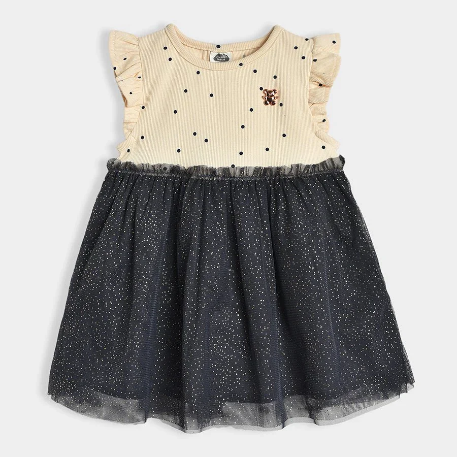 Bloom Rib Dress For Baby Girl Navy Blue - Image 3