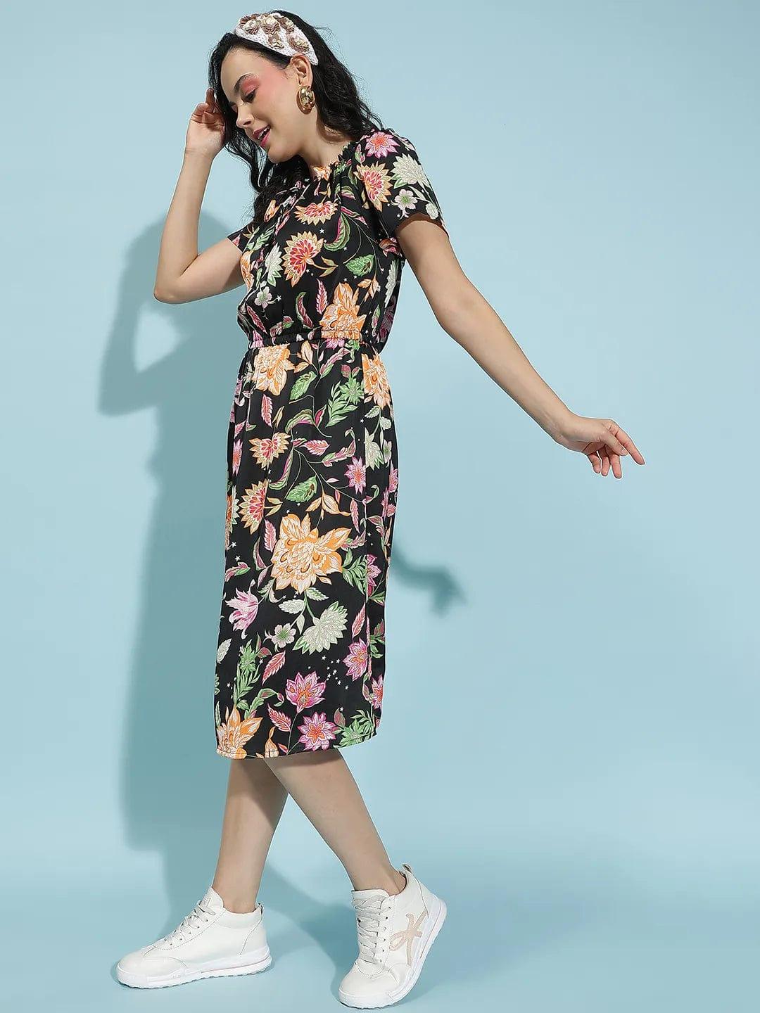 Blossom Floral Print Multicolor Women’s Dress - Image 3