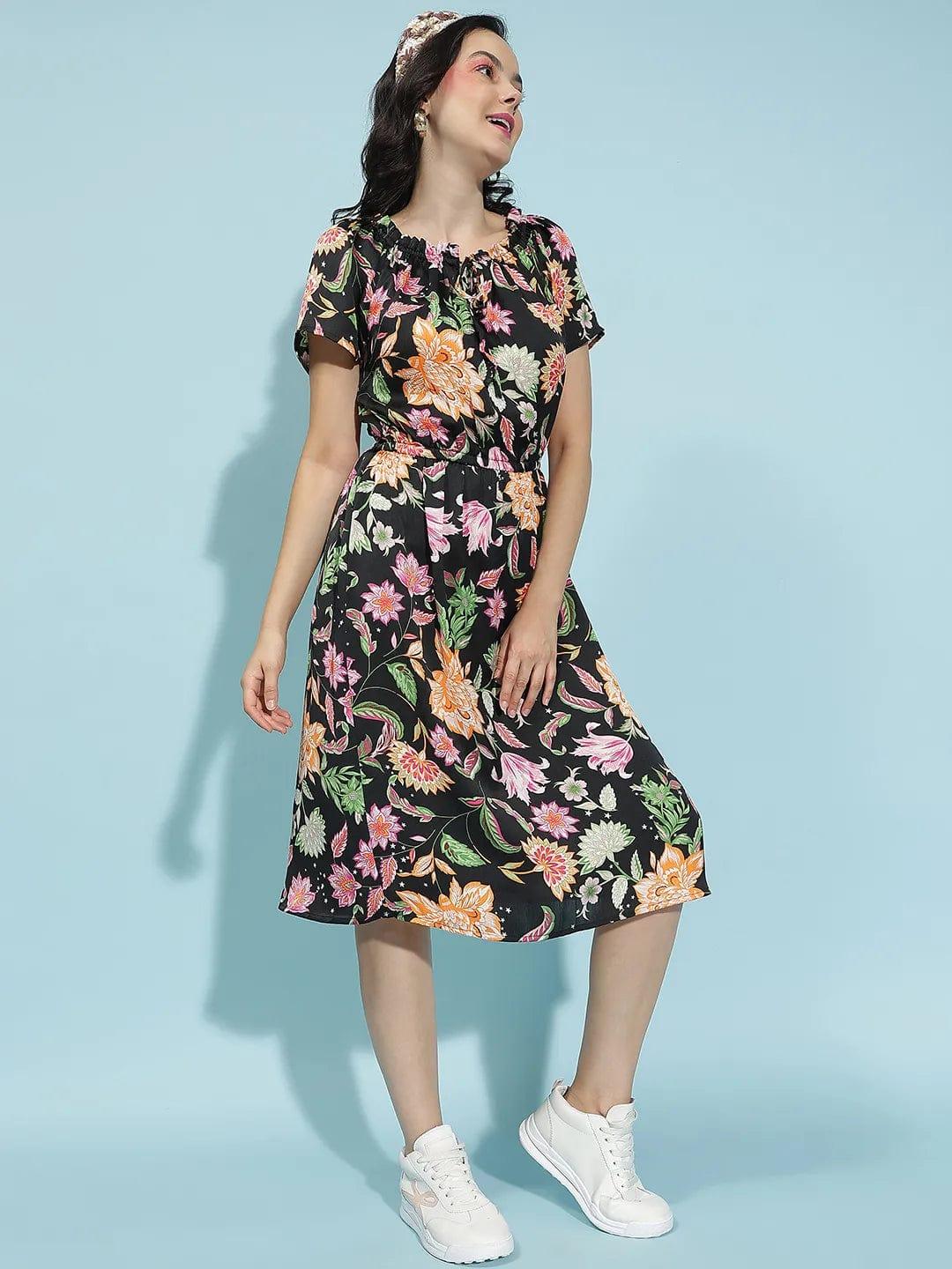 Blossom Floral Print Multicolor Women’s Dress - Image 4