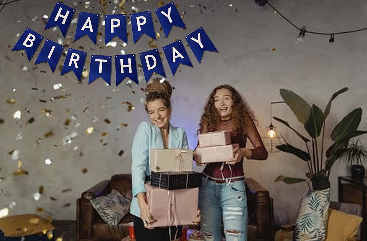 Blue And Gold Happy Birthday Banner (3 Meters) - Image 4