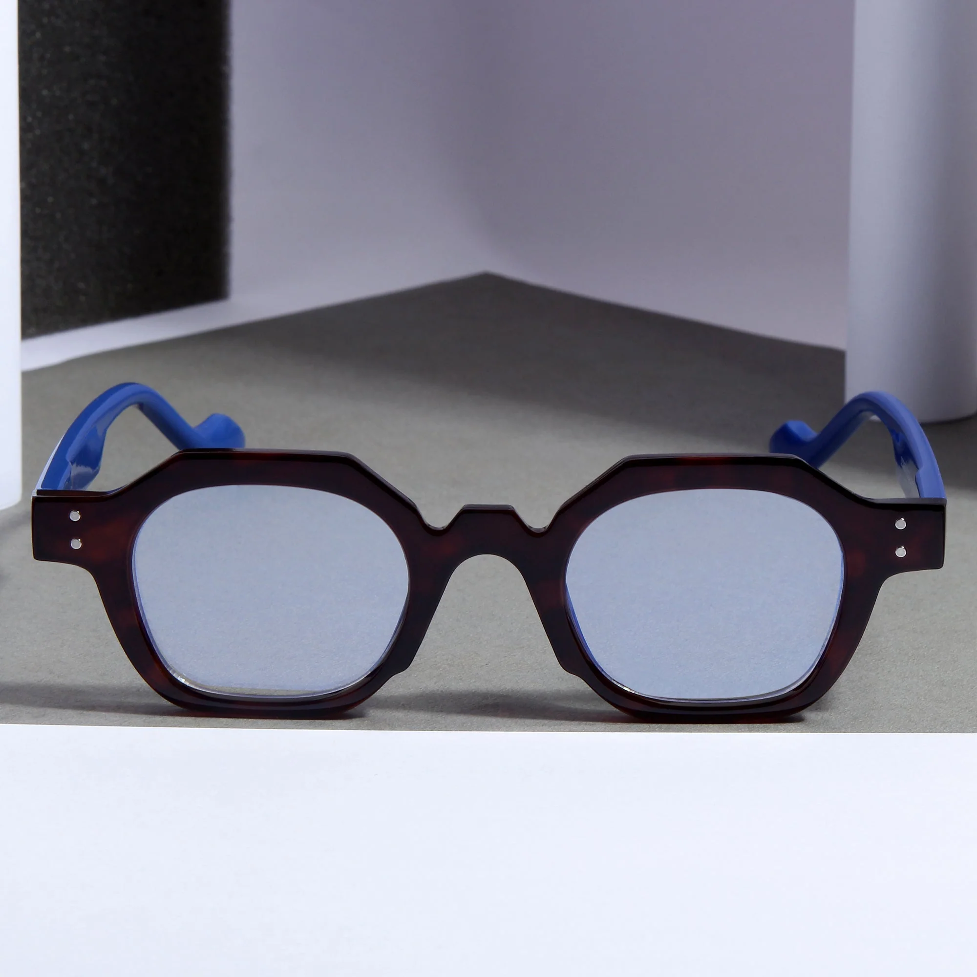 Blue Brown Clear SZ 2002 Round Sunglasses - Image 3
