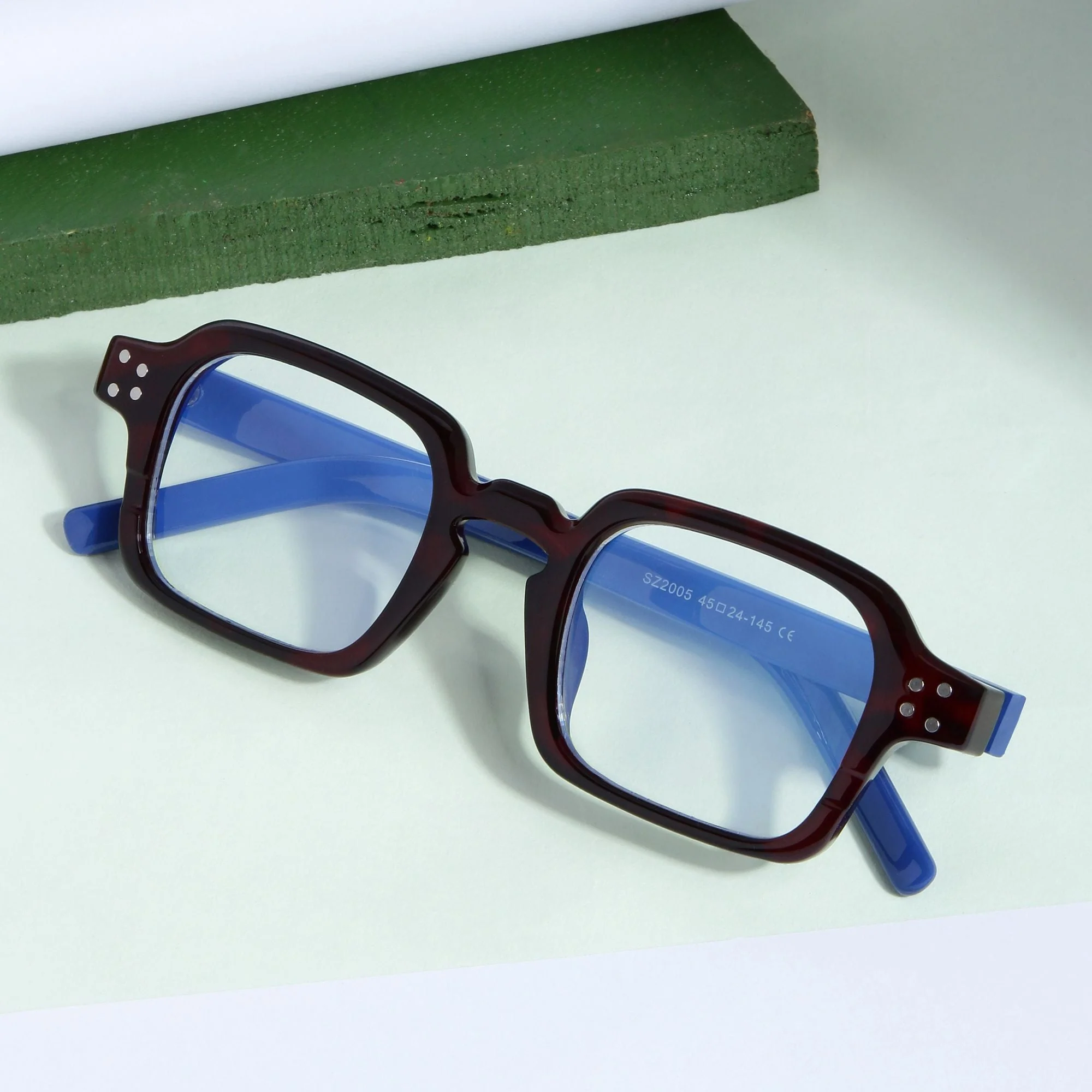 Blue Brown Clear SZ 2005 Square Sunglasses - Image 4