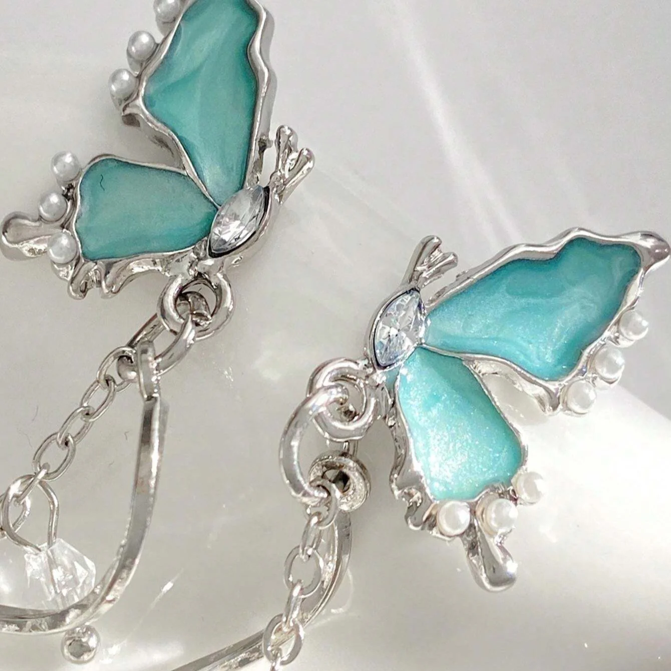 Blue Butterfly Dangler Earring - Image 3