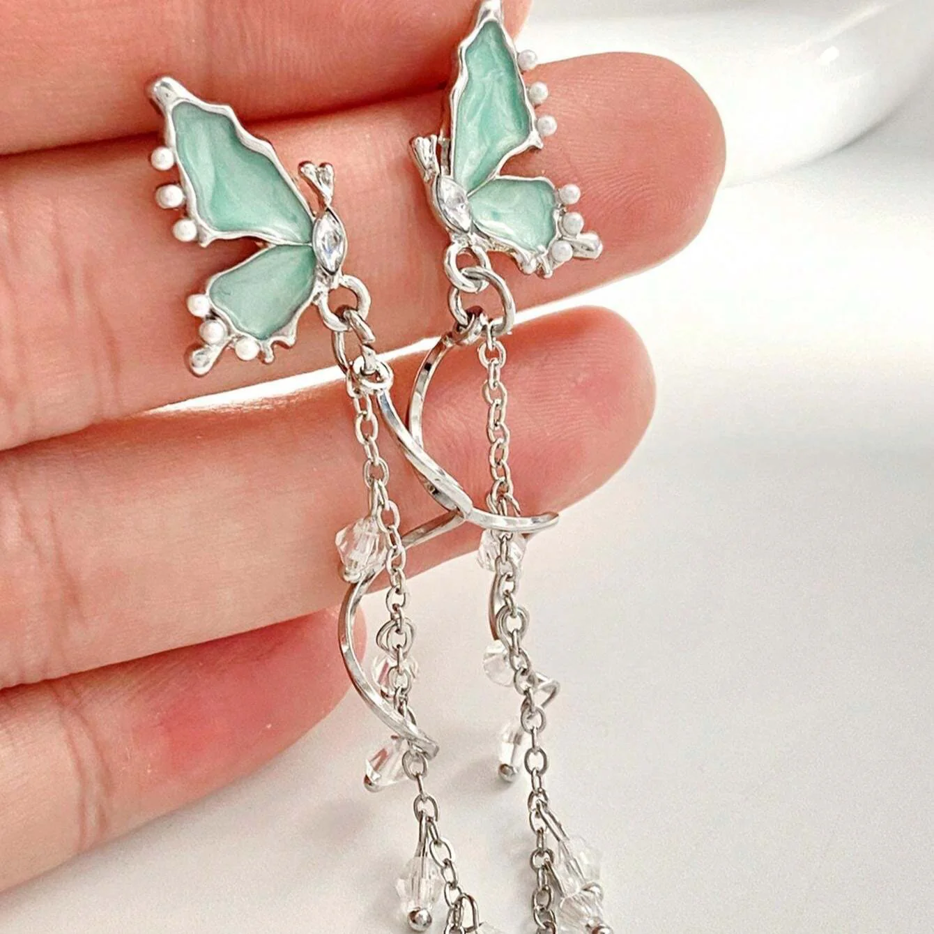 Blue Butterfly Dangler Earring - Image 4