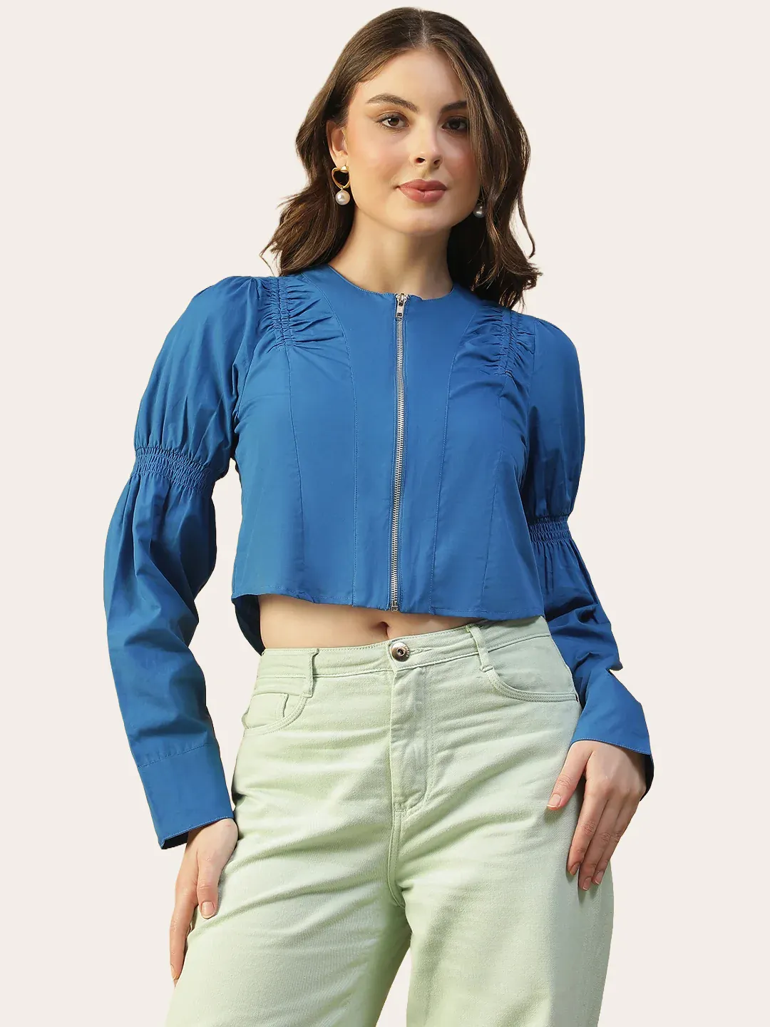 Blue Cotton Women’s Crop Top