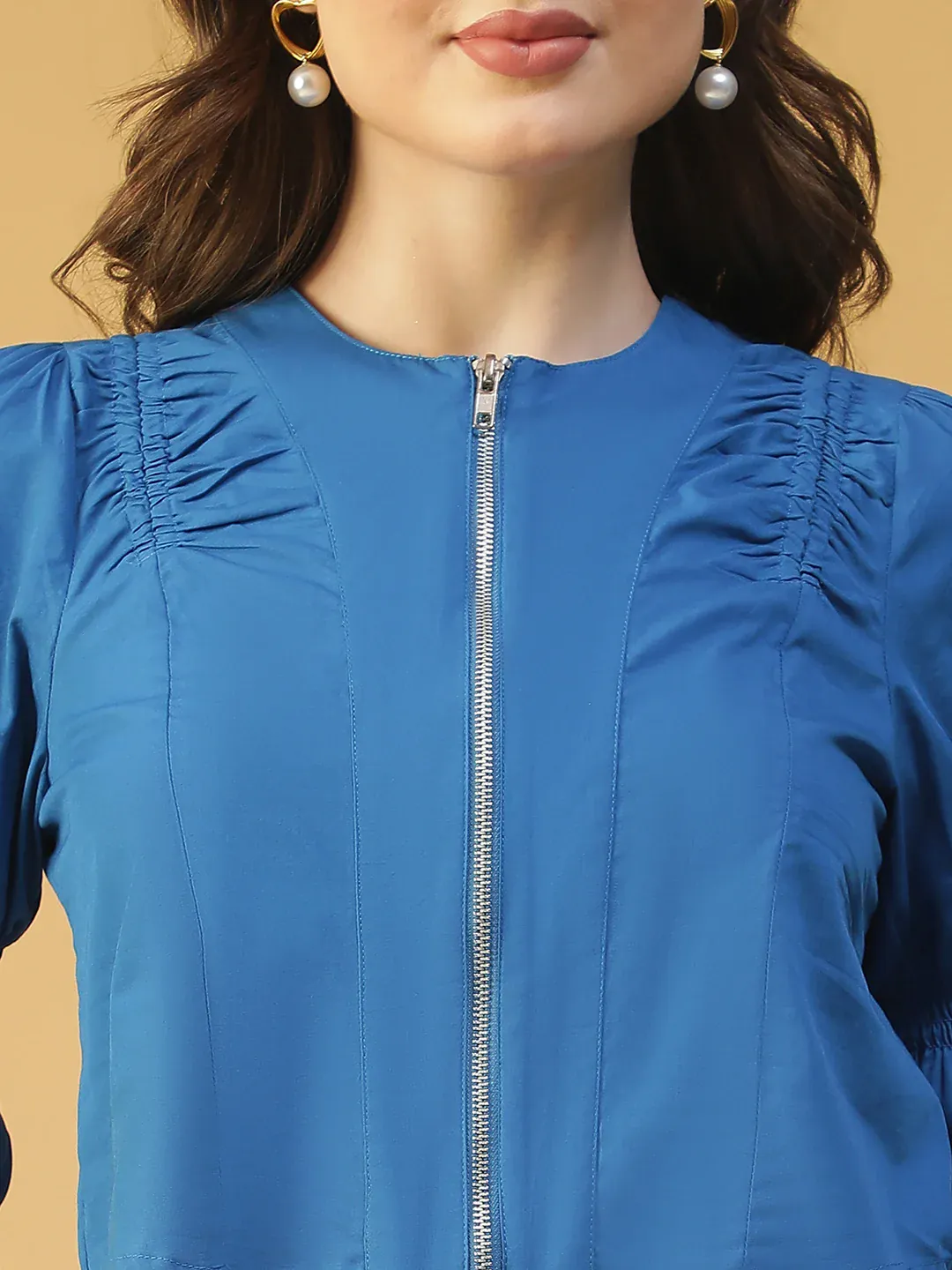 Blue Cotton Women’s Crop Top - Image 2