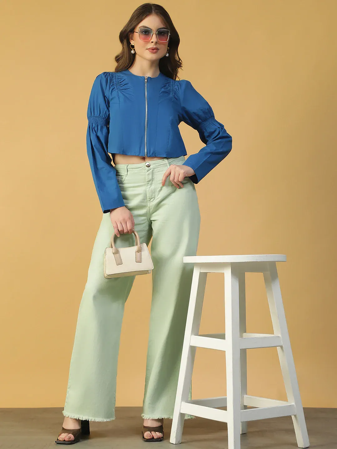 Blue Cotton Women’s Crop Top - Image 5