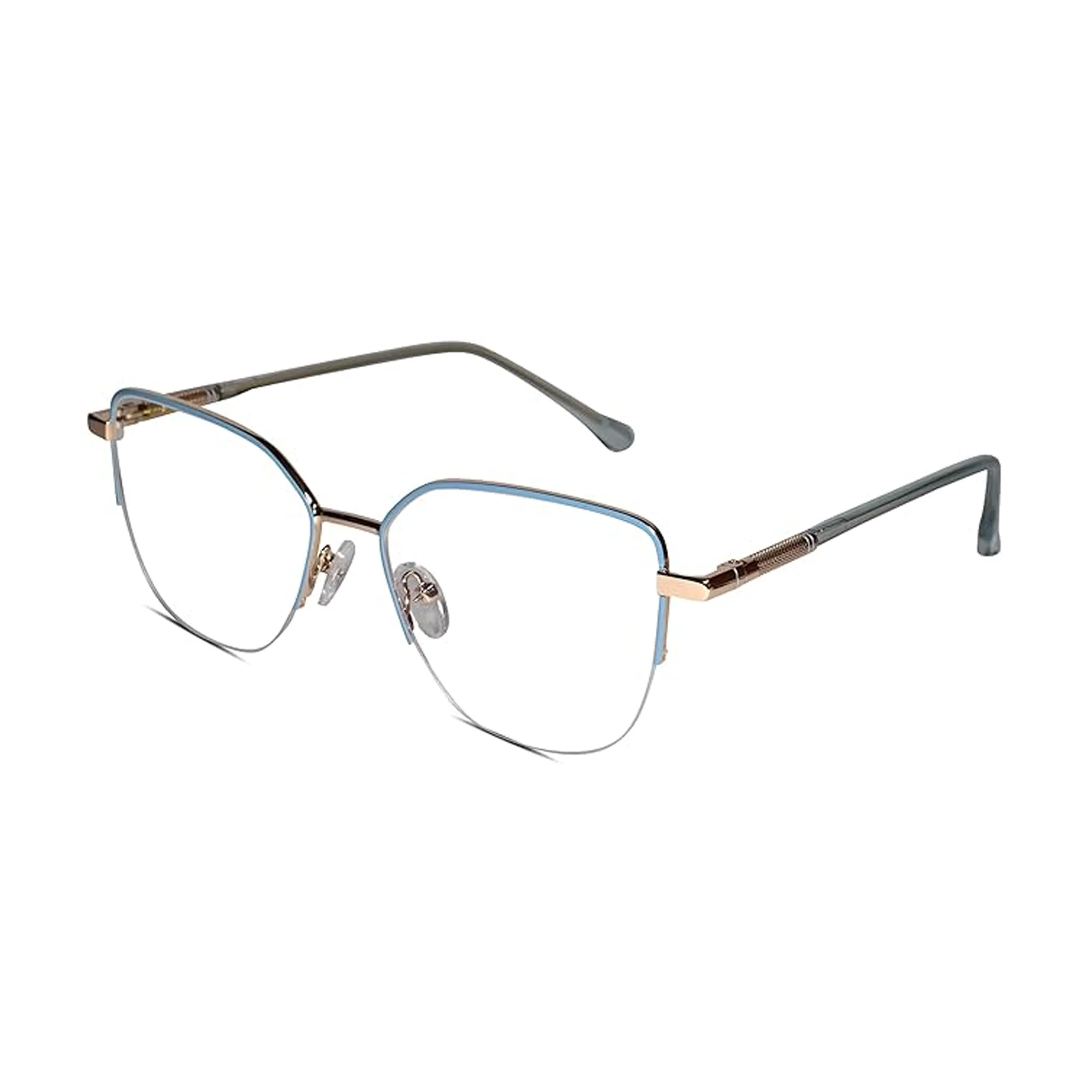 Blue Golden Semi Frame Cat eye Computer Glasses