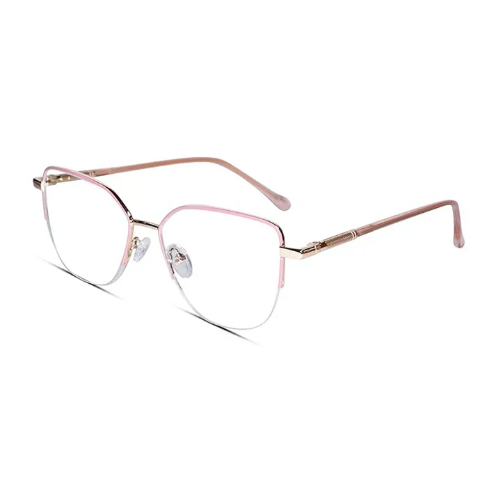 Blue Golden Semi Frame Cat eye Computer Glasses - Image 4