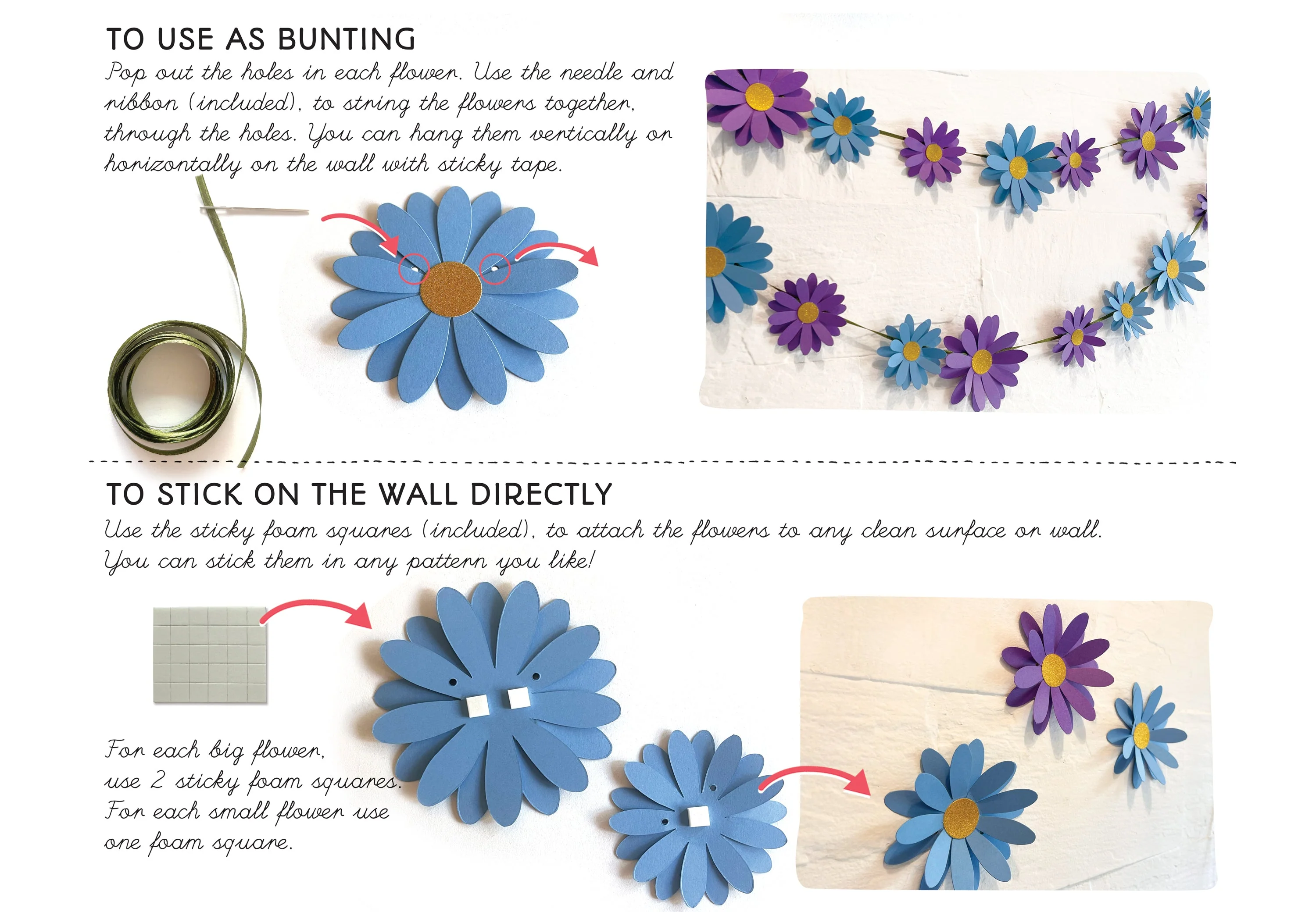 Blue n Purple Daisy and Happy Birthday Paper Party Decor - Image 4
