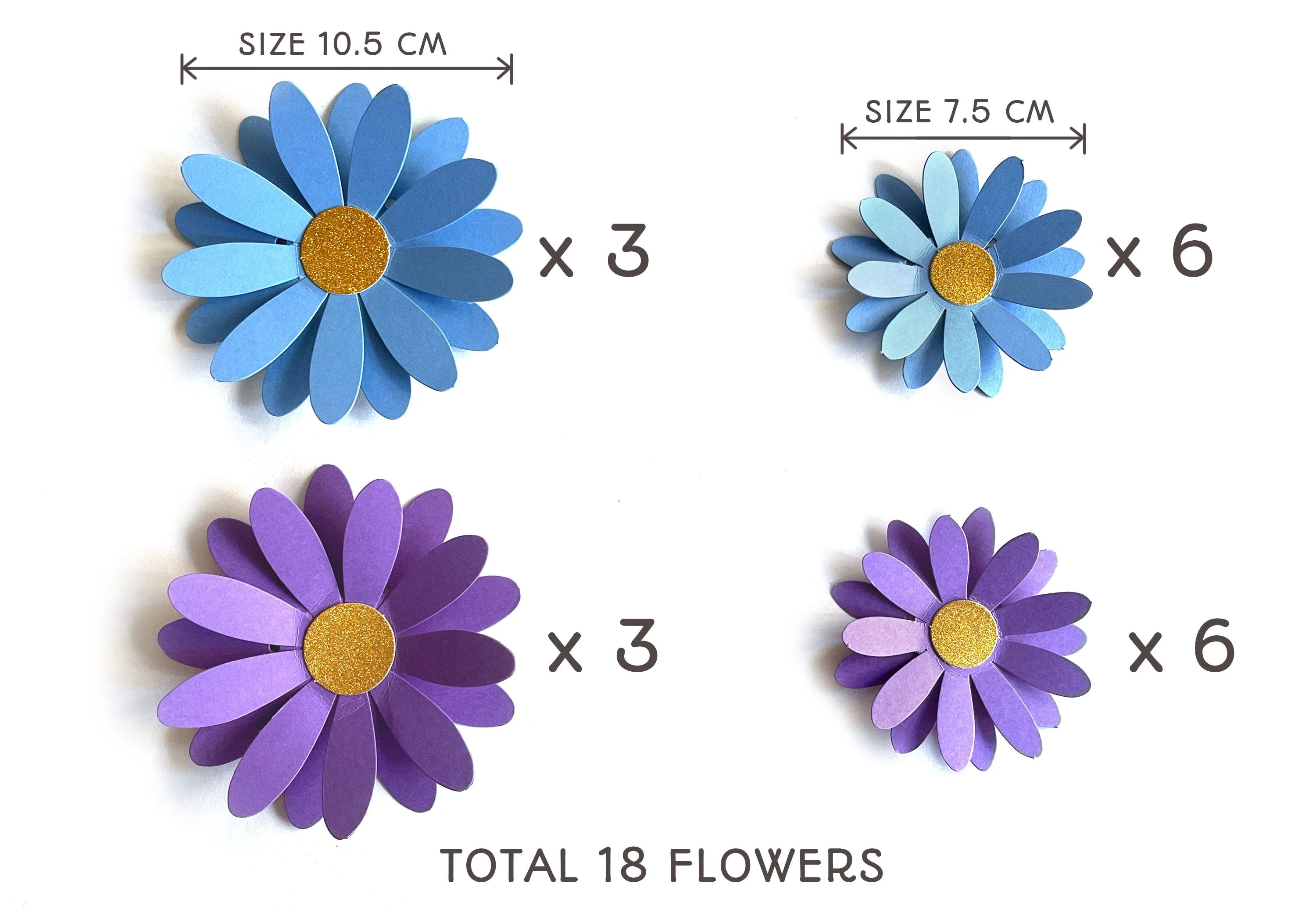 Blue n Purple Daisy and Happy Birthday Paper Party Decor - Image 5