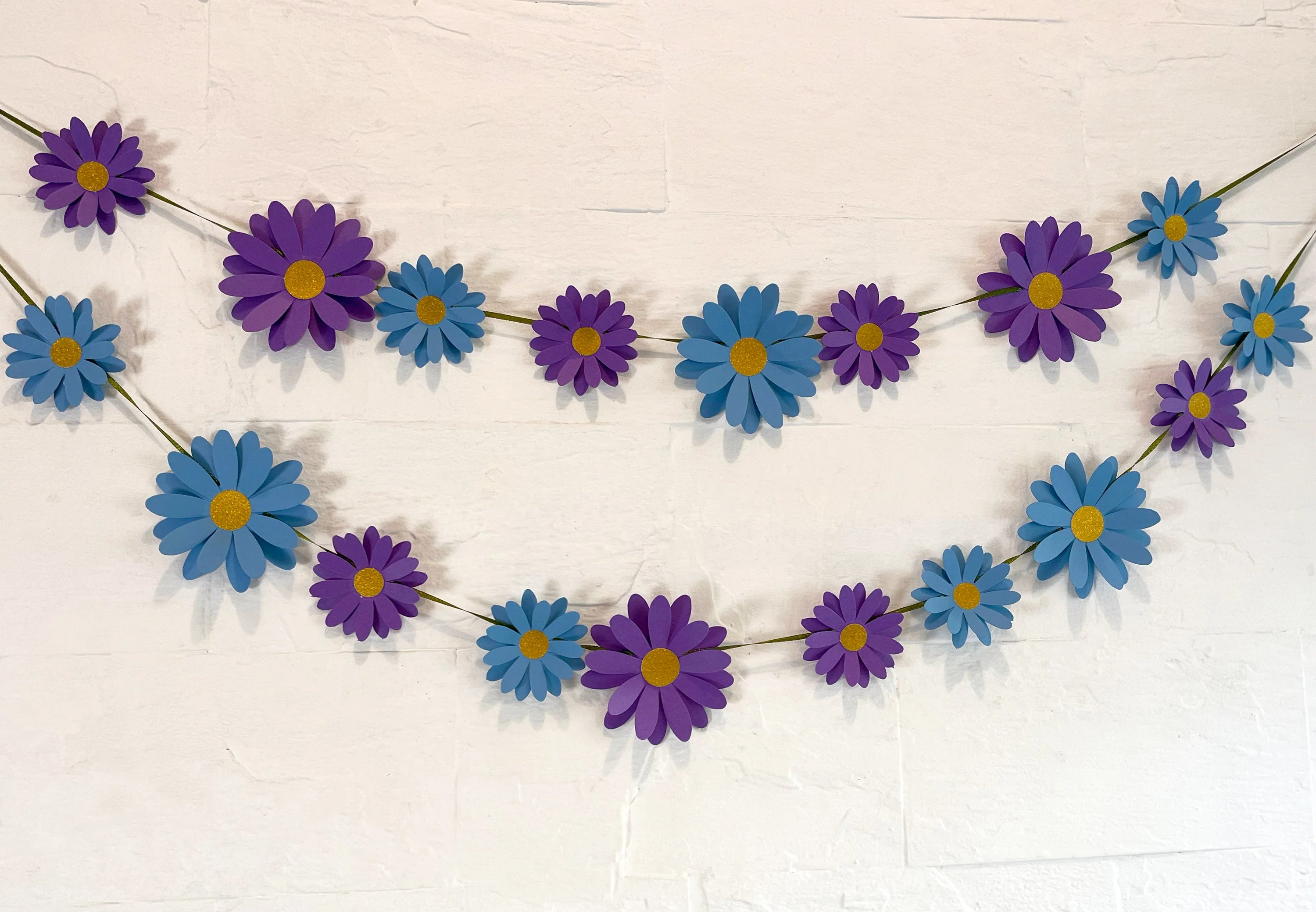 Blue n Purple Daisy Flower Paper Bunting & Wall Decor - Image 6