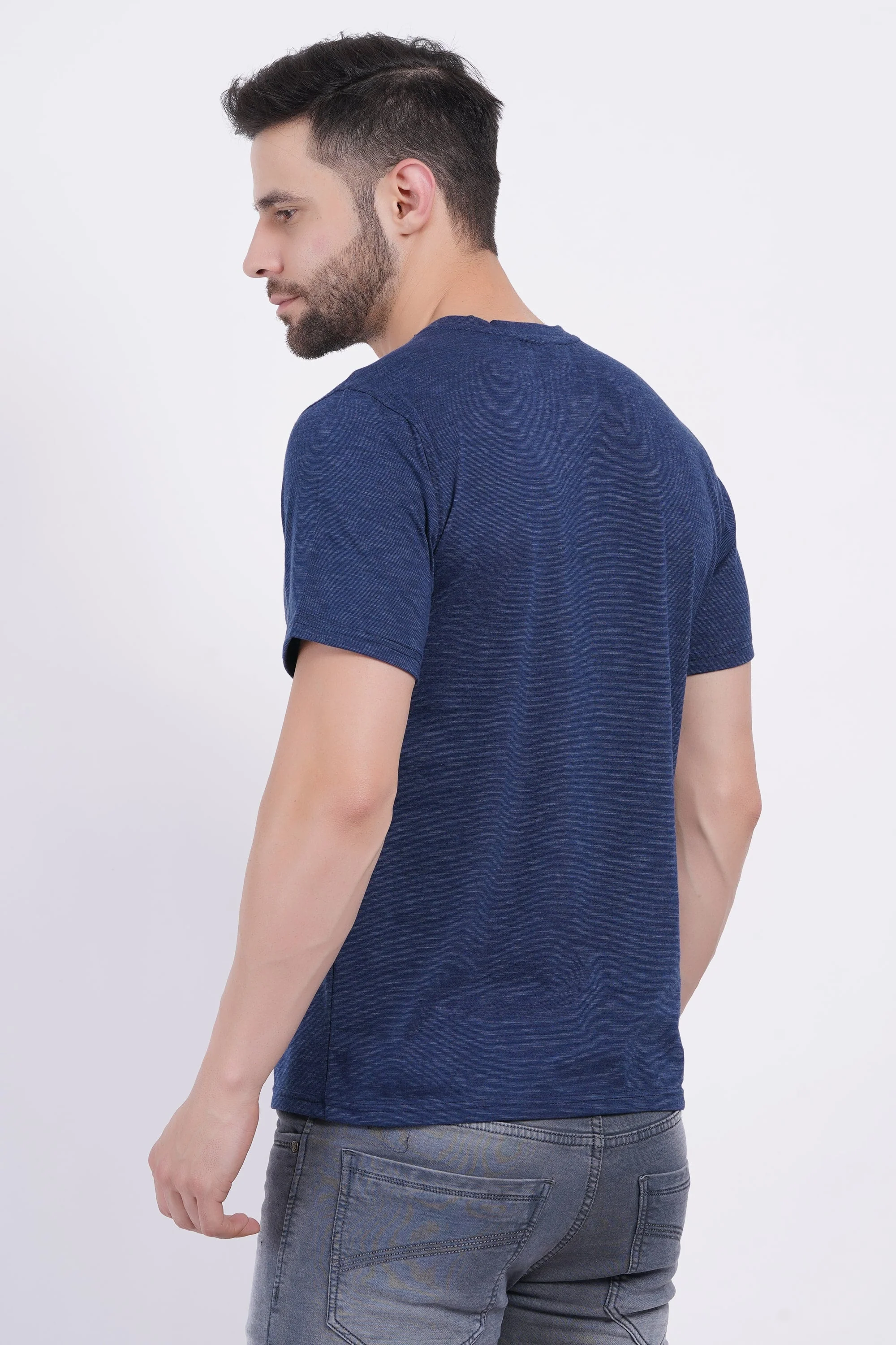 Blue slub T-shirt - Image 3