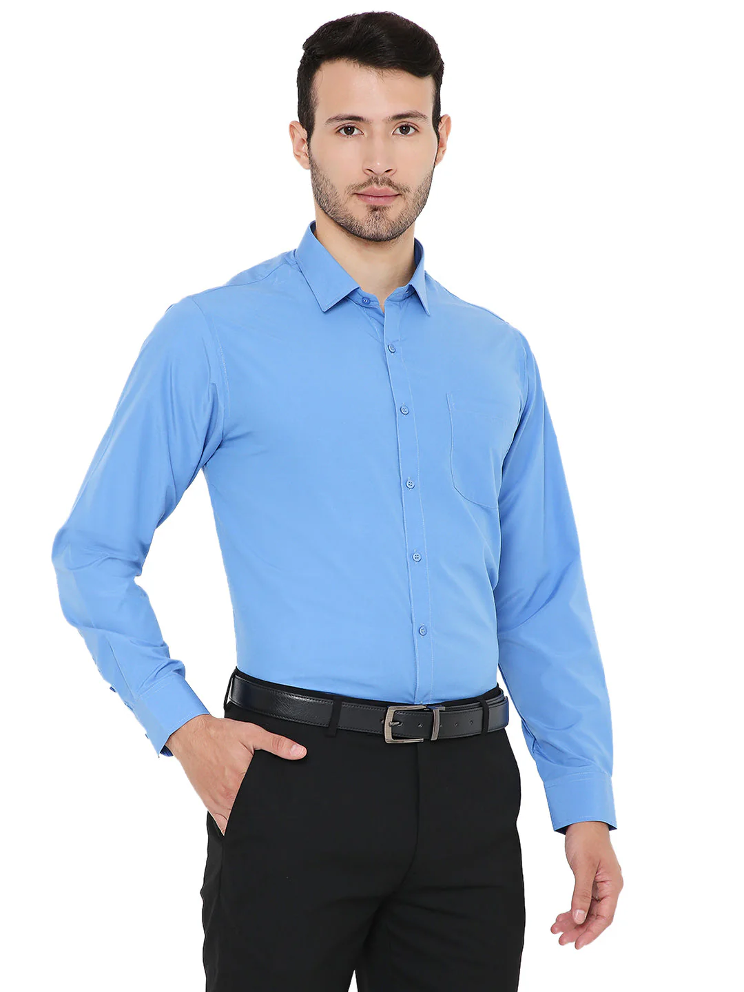 Blue Solid | Slim Fit | Formal Shirt - Image 4