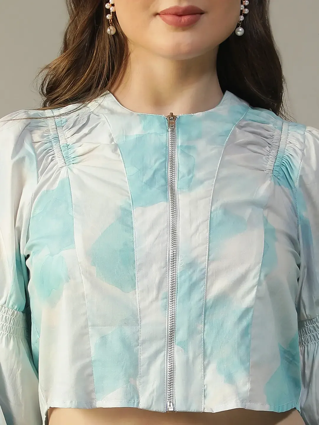 Blue Tie-Dye Women’s Crop Top - Image 2