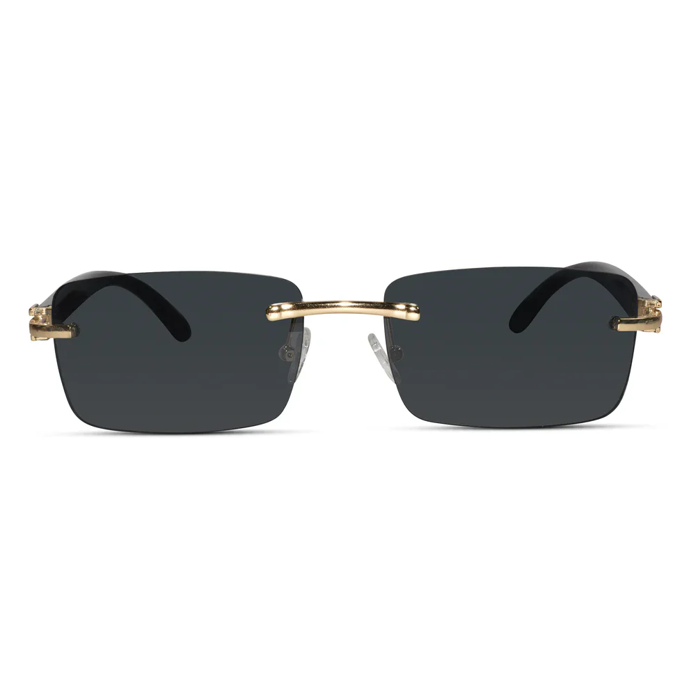 Blue Tint Golden Rimless Sunglasses - Image 6
