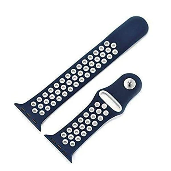 Blue White Dotted Silicone Strap For Apple Watch Series 1  (38mm/40mm/41mm) - Image 2