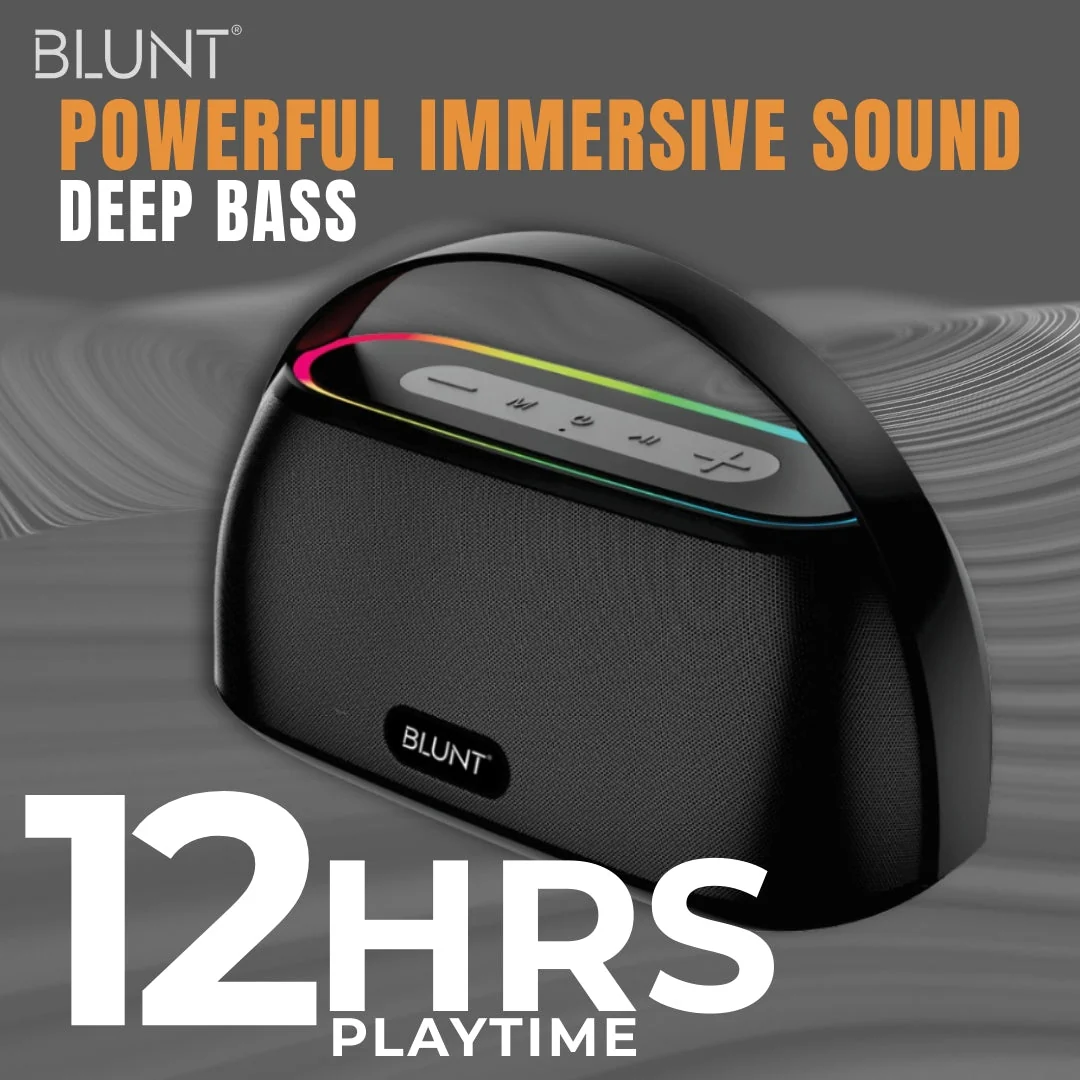 BLUNT SOUNDWAVE T4 – 18W RGB Bluetooth Speaker with 12H Playtime, TWS, FM & More - Image 12